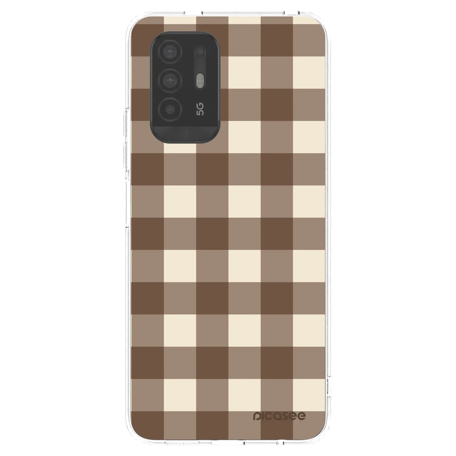 Picasee OPPO A94 5G Hülle - Transparentes Silikon - Brown grid