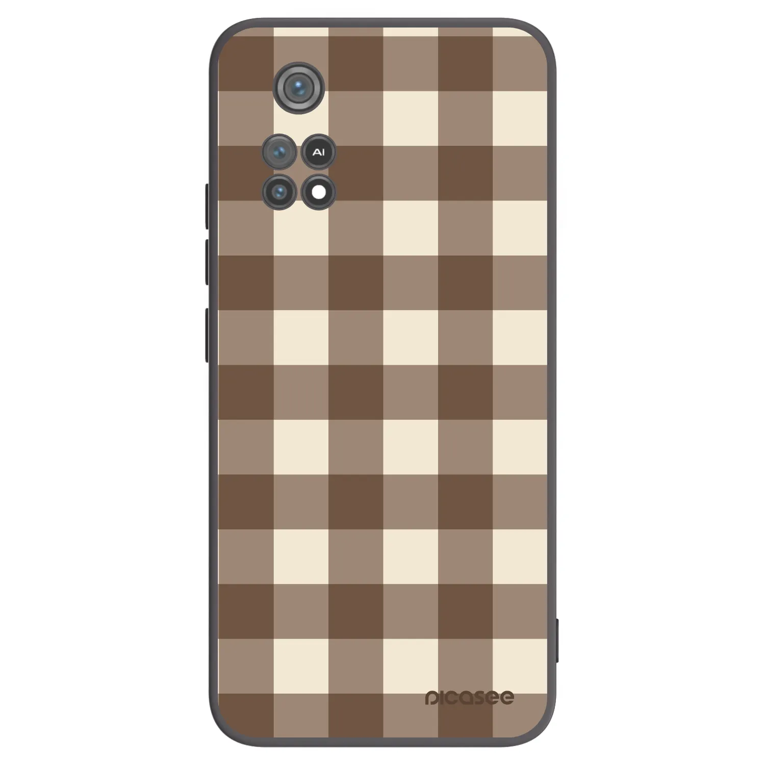 Picasee Xiaomi Poco M4 Pro Hülle - Schwarzes Silikon - Brown grid