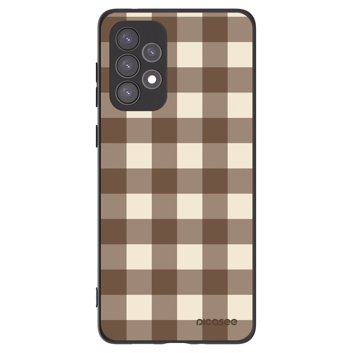 Picasee Samsung Galaxy A73 5G Hülle - Schwarzes Silikon - Brown grid