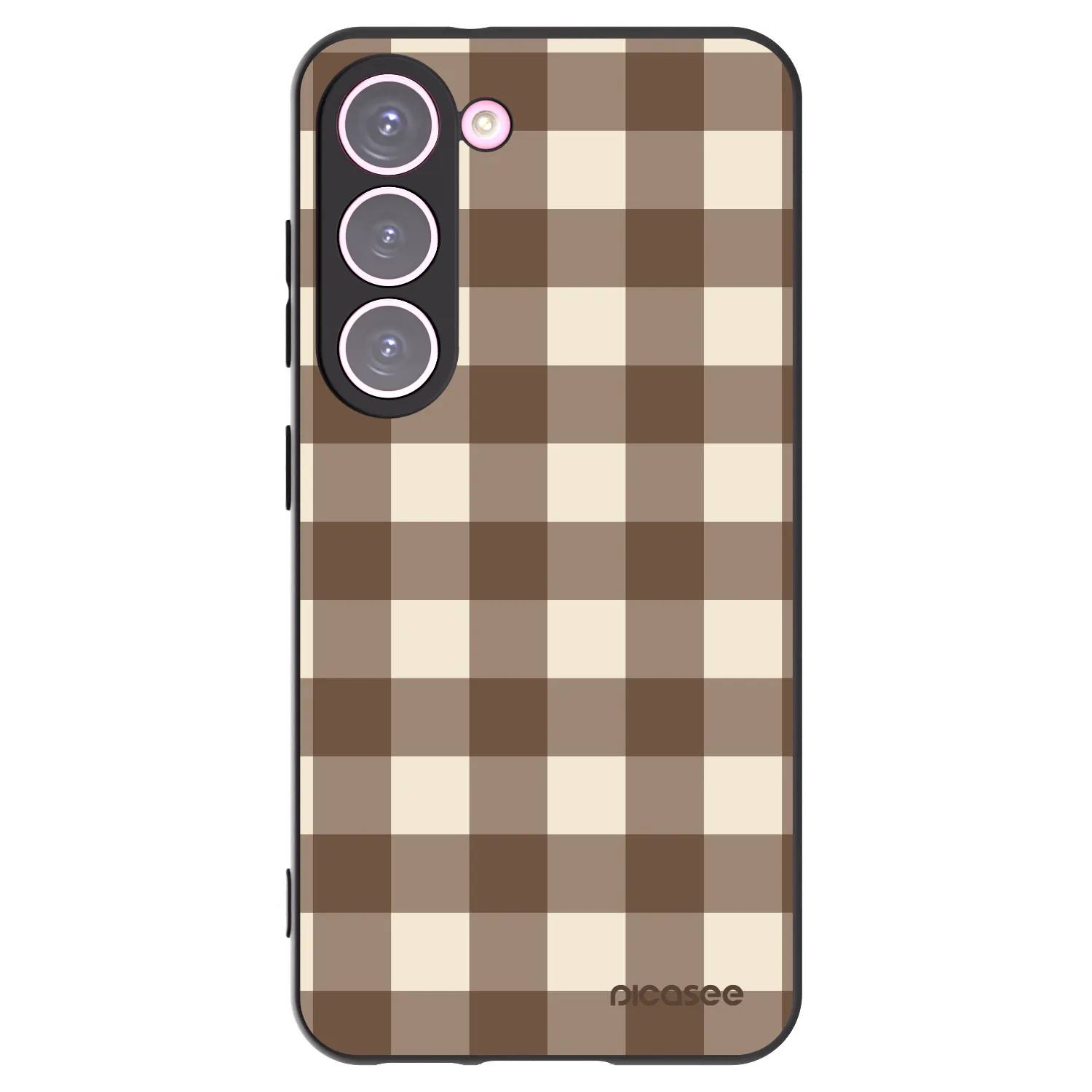 Picasee Samsung Galaxy S23 5G Hülle - Schwarzes Silikon - Brown grid