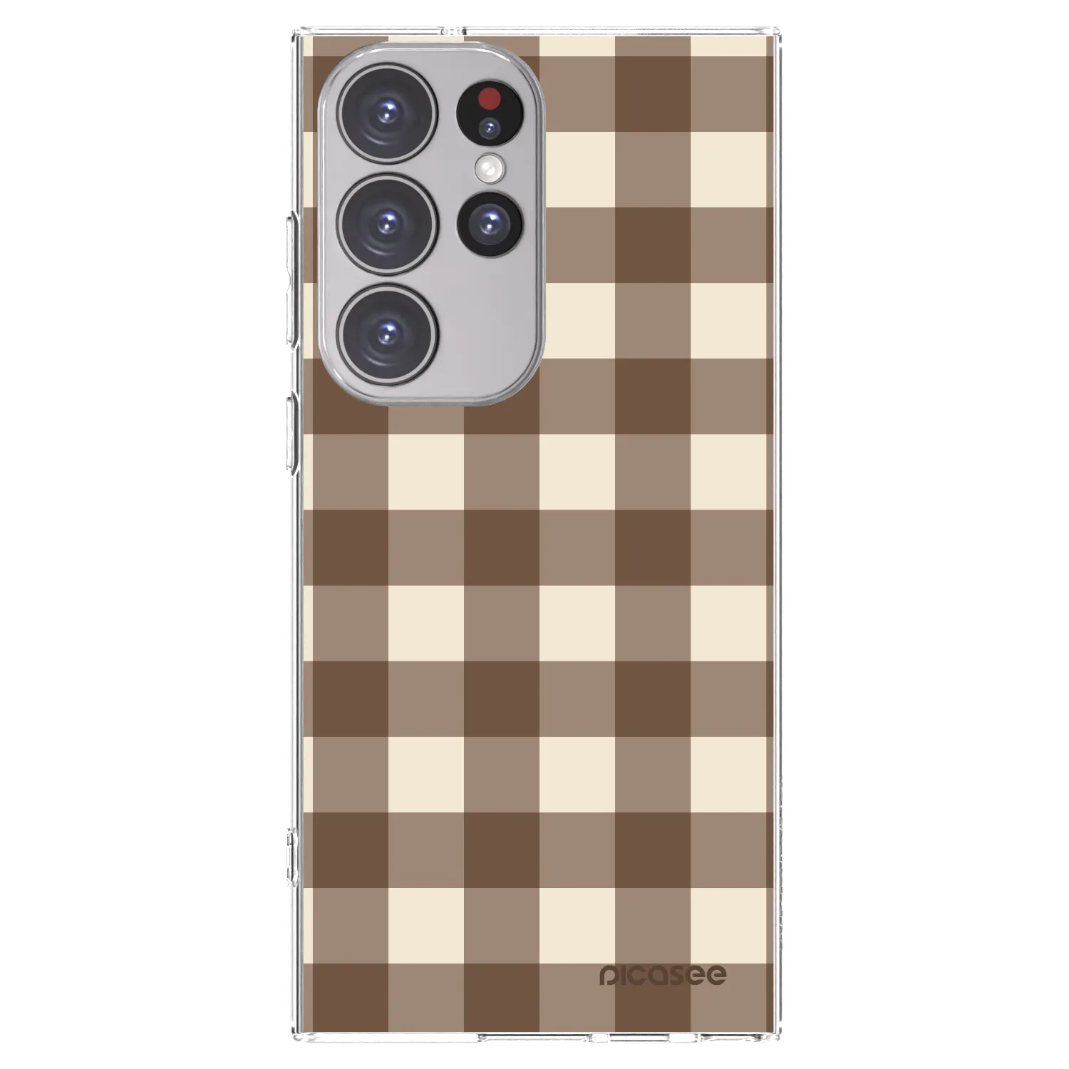 Picasee Samsung Galaxy S23 Ultra 5G Hülle - Transparentes Silikon - Brown grid