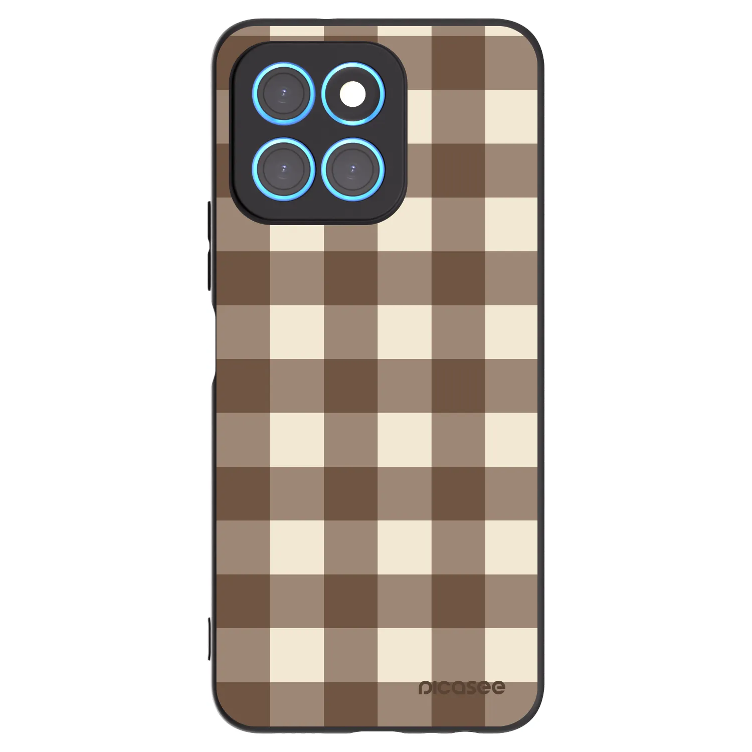 Picasee Honor X6 Hülle - Schwarzes Silikon - Brown grid