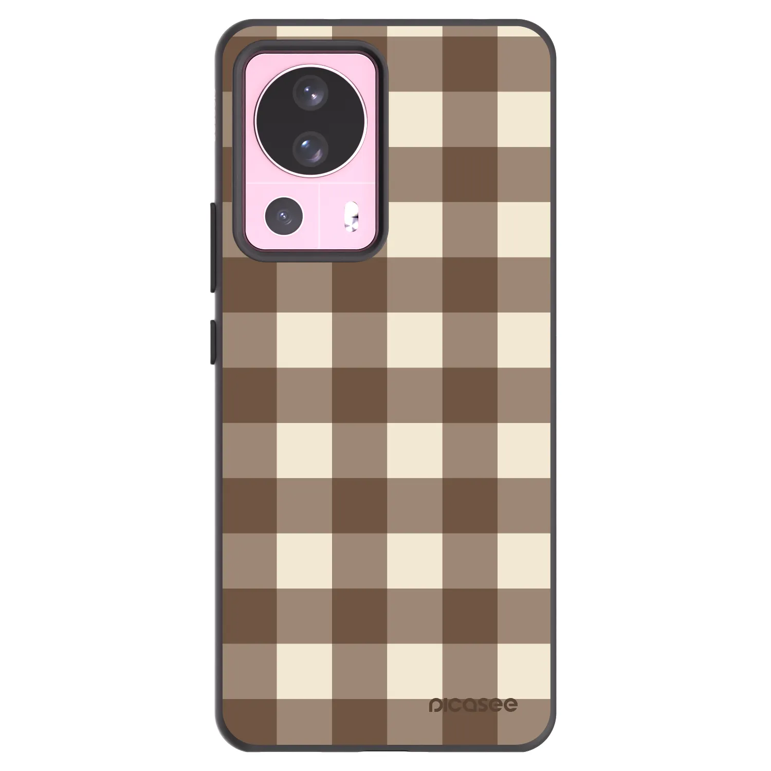 Picasee Xiaomi 13 Lite Hülle - Schwarzes Silikon - Brown grid