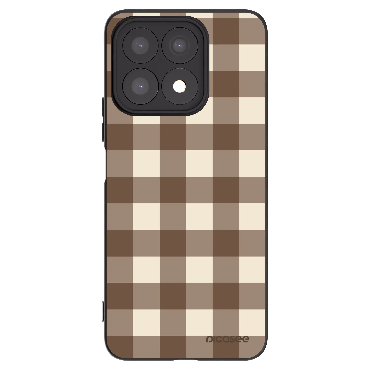 Picasee Honor X8a Hülle - Schwarzes Silikon - Brown grid