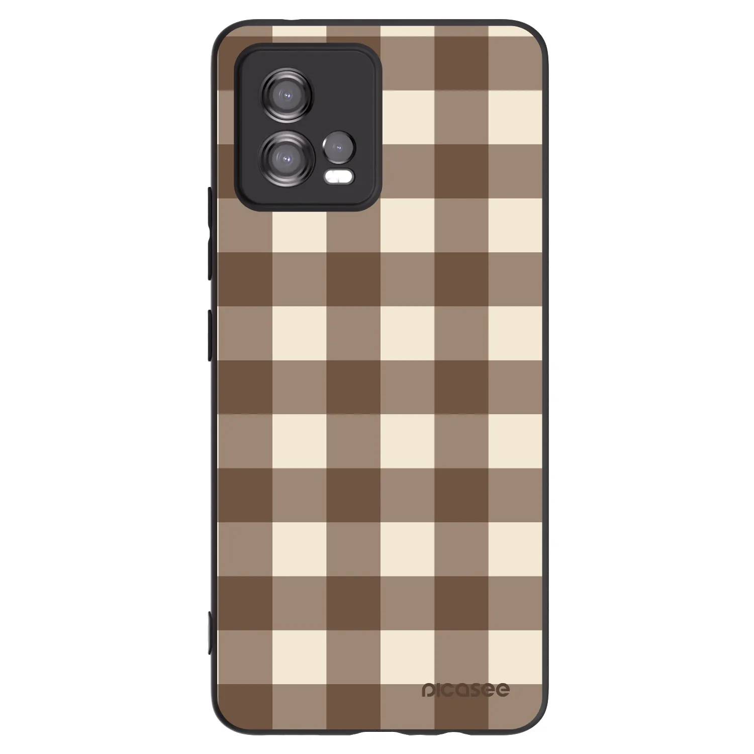 Picasee Motorola Moto G72 Hülle - Schwarzes Silikon - Brown grid