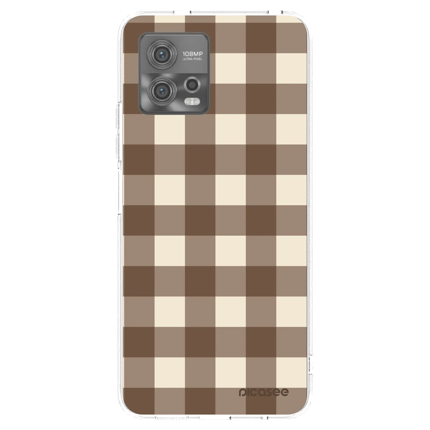 Picasee Motorola Moto G72 Hülle - Transparentes Silikon - Brown grid