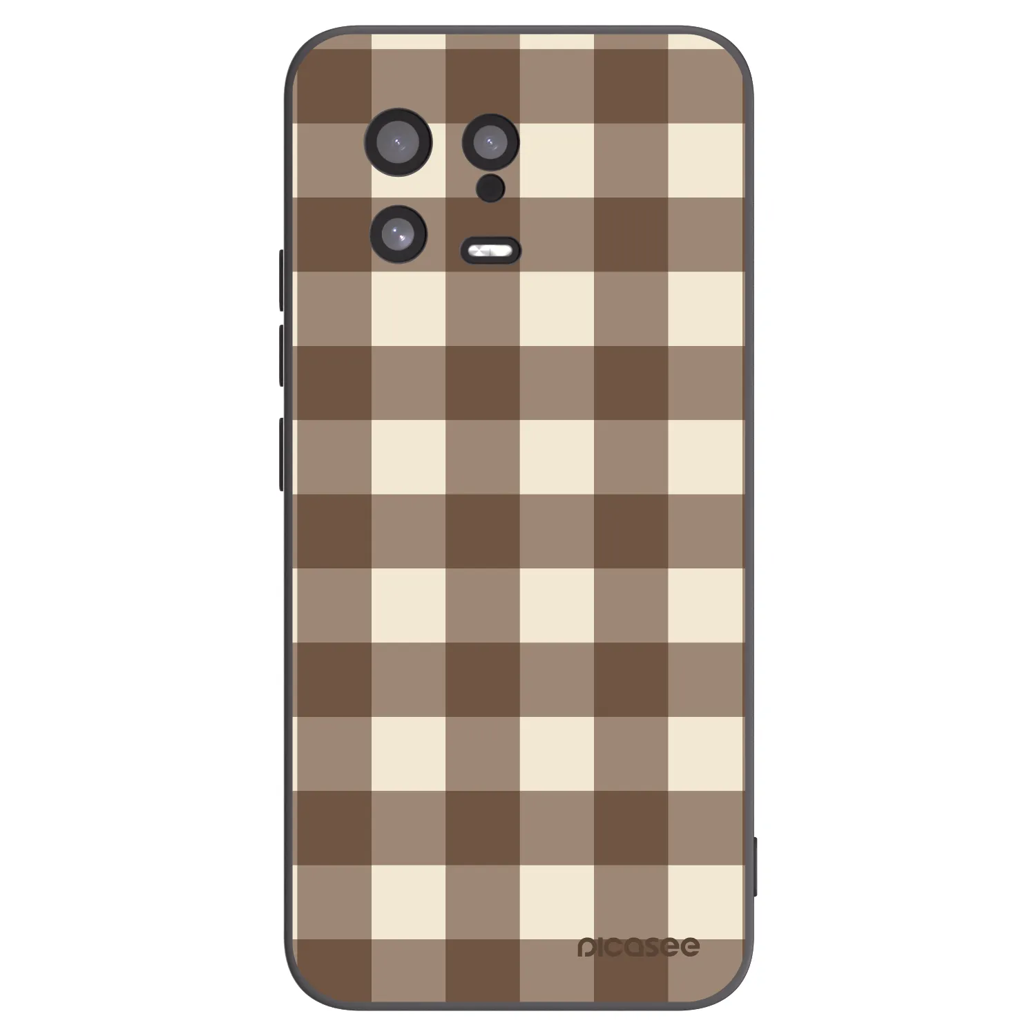 Picasee Xiaomi 13 Hülle - Schwarzes Silikon - Brown grid