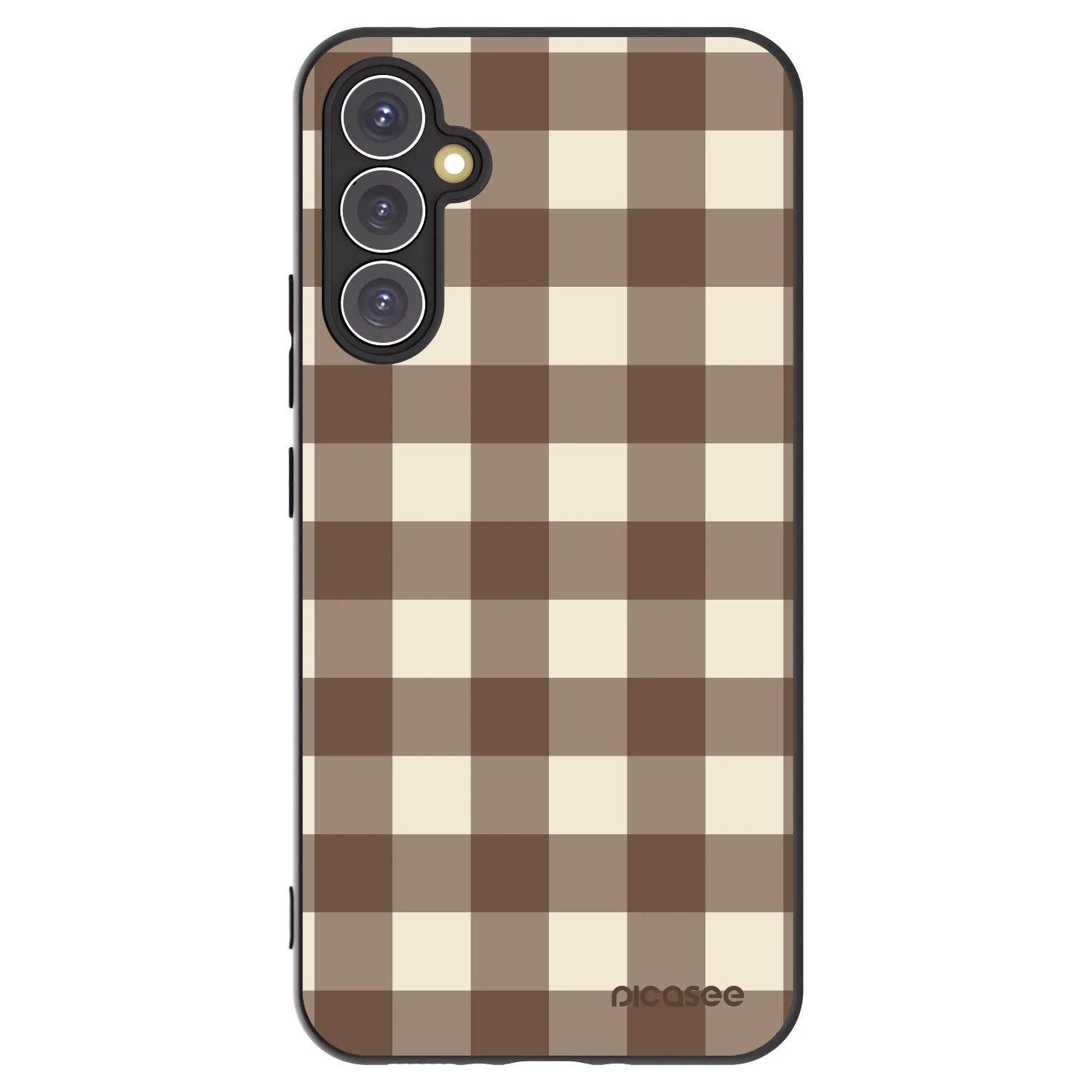 Picasee Samsung Galaxy A34 5G A346B Hülle - Schwarzes Silikon - Brown grid