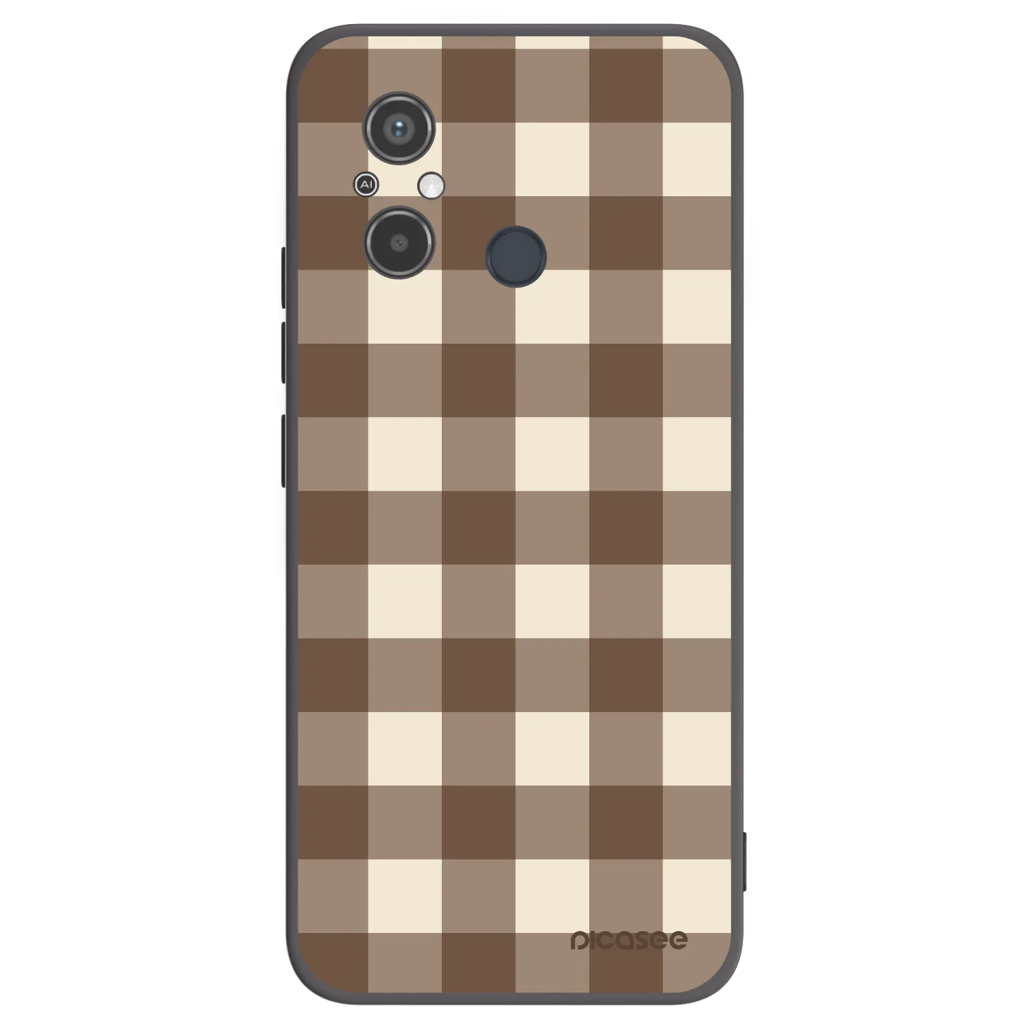 Picasee Xiaomi Redmi 12C Hülle - Schwarzes Silikon - Brown grid