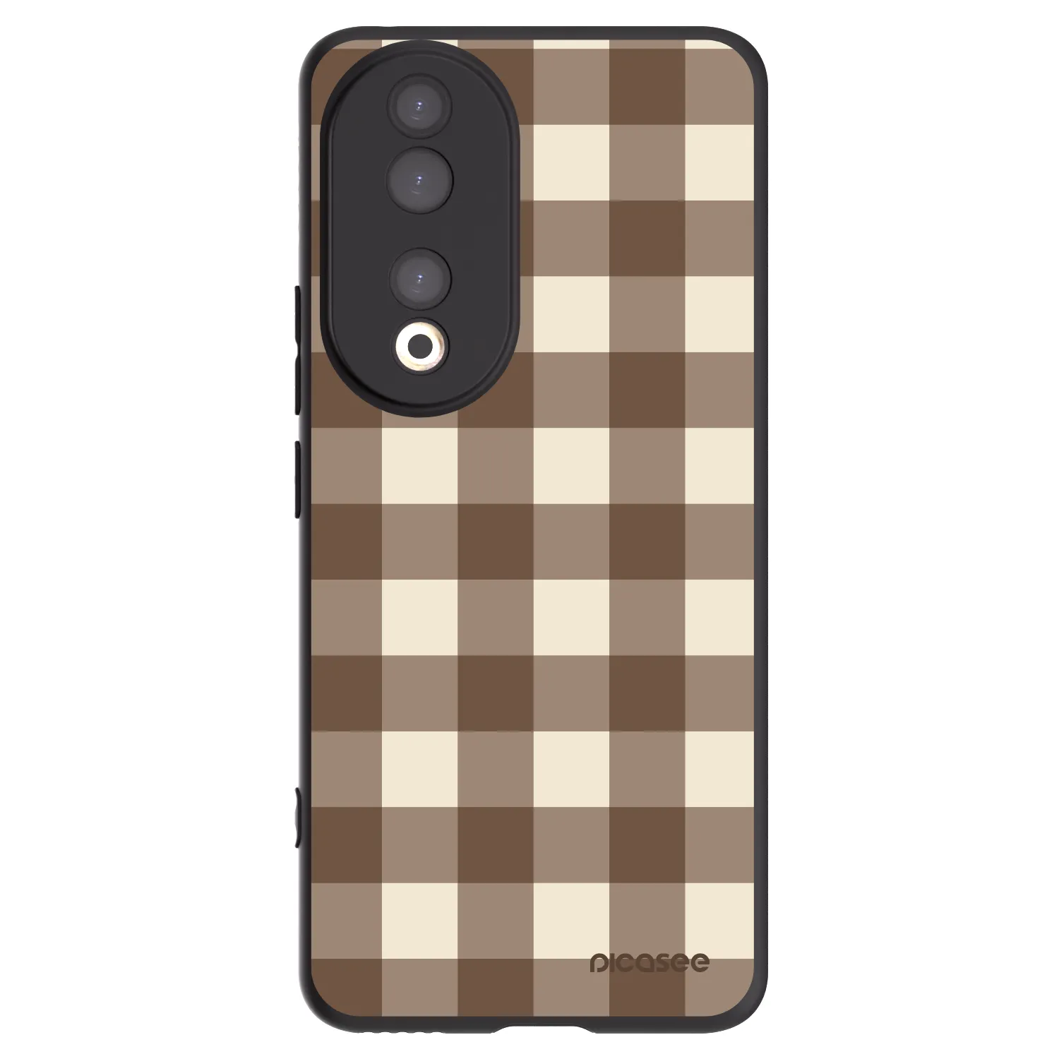 Picasee Honor 90 5G Hülle - Schwarzes Silikon - Brown grid