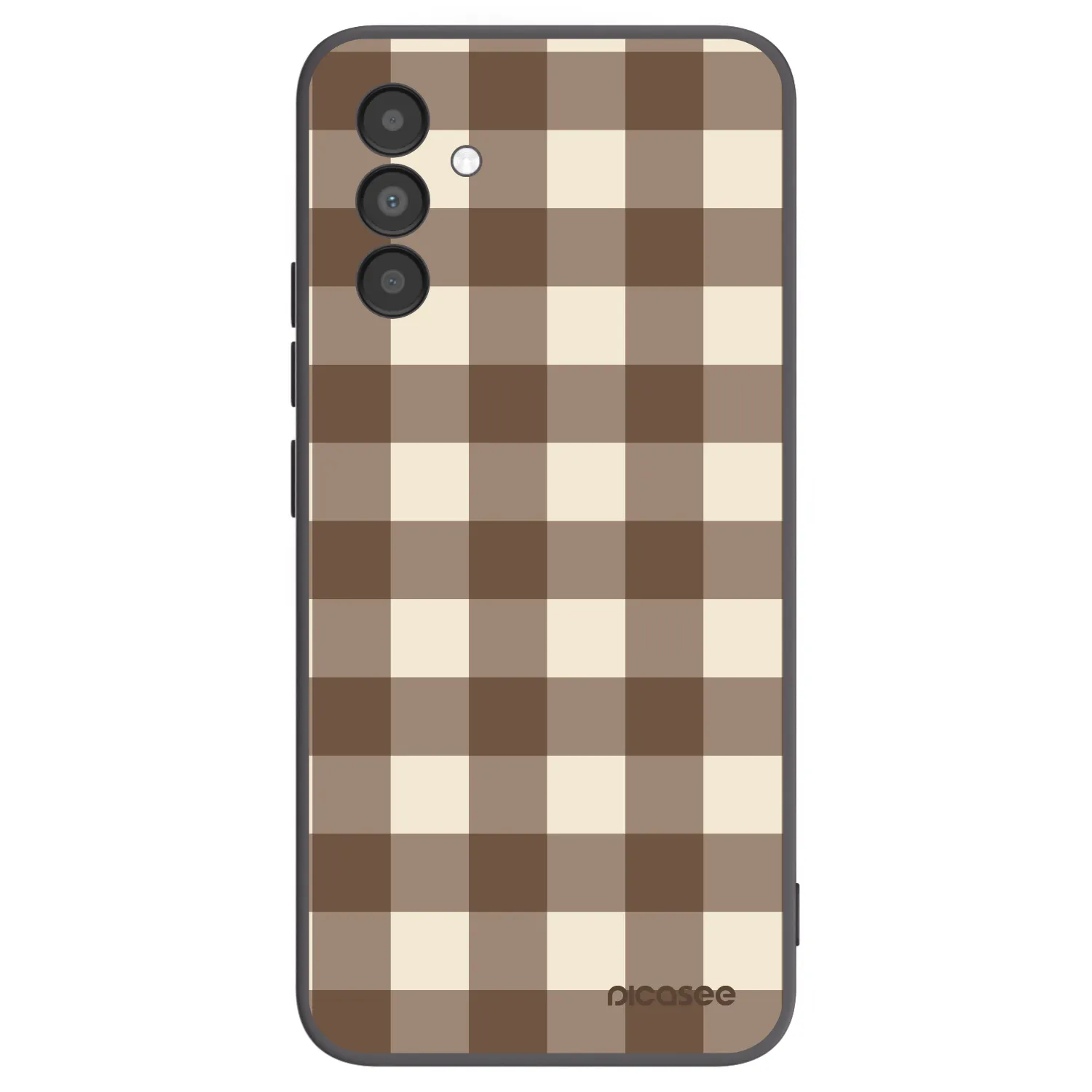 Picasee Samsung Galaxy A04s A047F Hülle - Schwarzes Silikon - Brown grid