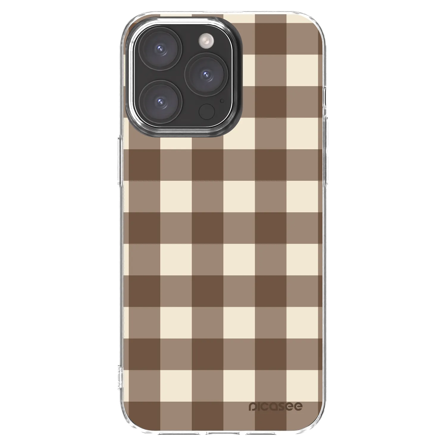 Picasee Apple iPhone 15 Pro Max Hülle - Transparentes Silikon - Brown grid