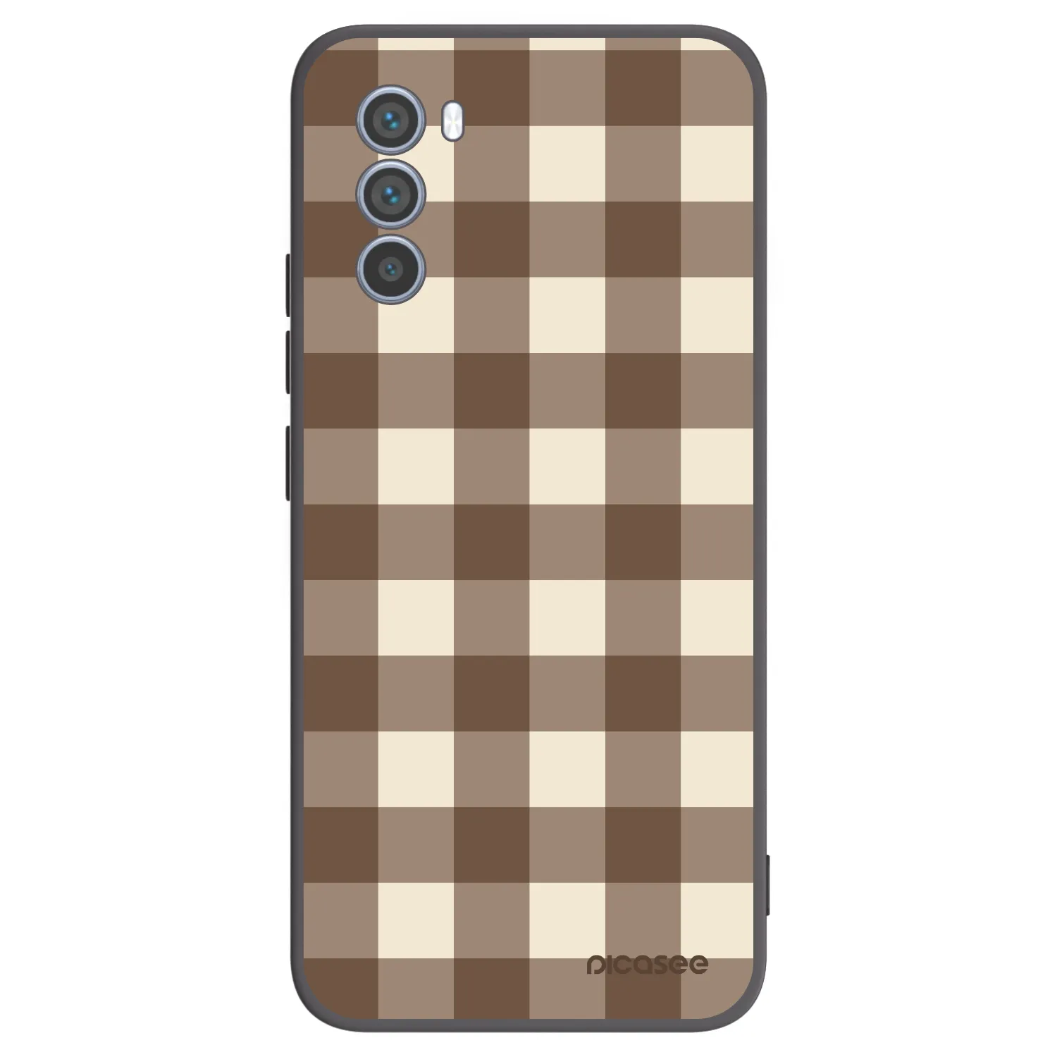 Picasee Motorola Moto G62 Hülle - Schwarzes Silikon - Brown grid