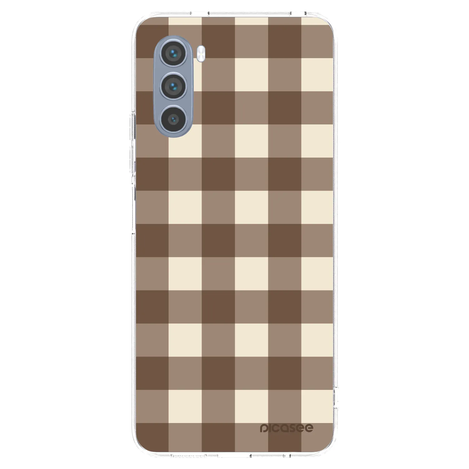 Picasee Motorola Moto G62 Hülle - Transparentes Silikon - Brown grid