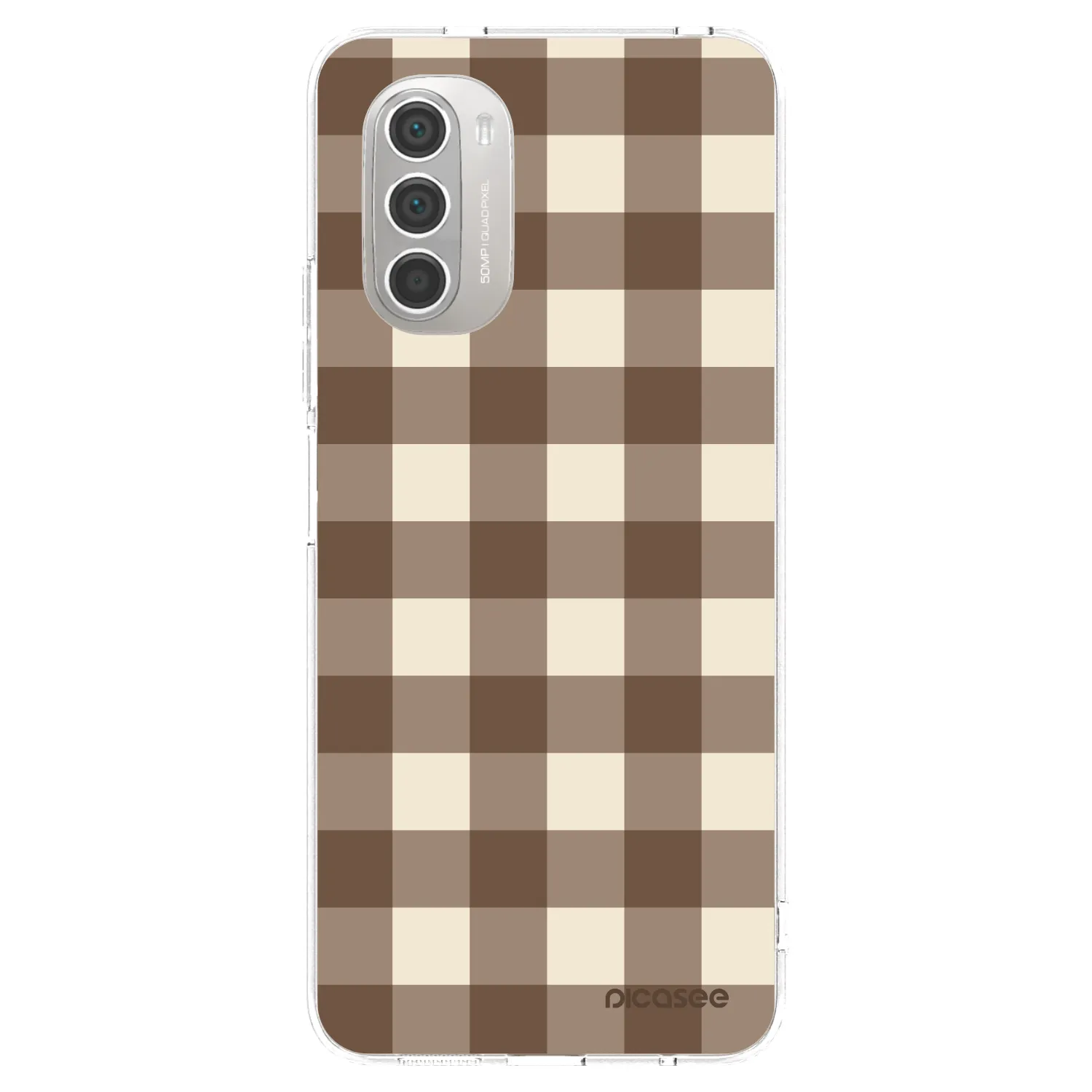 Picasee Motorola Moto G51 Hülle - Transparentes Silikon - Brown grid