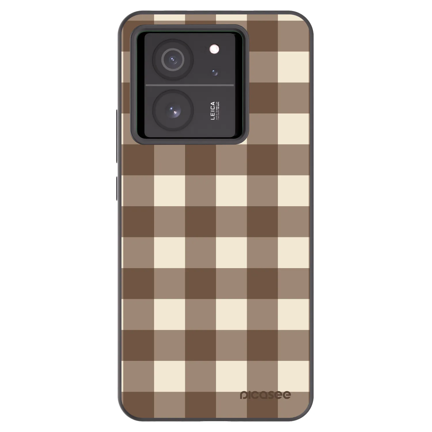 Picasee Xiaomi 13T Hülle - Schwarzes Silikon - Brown grid