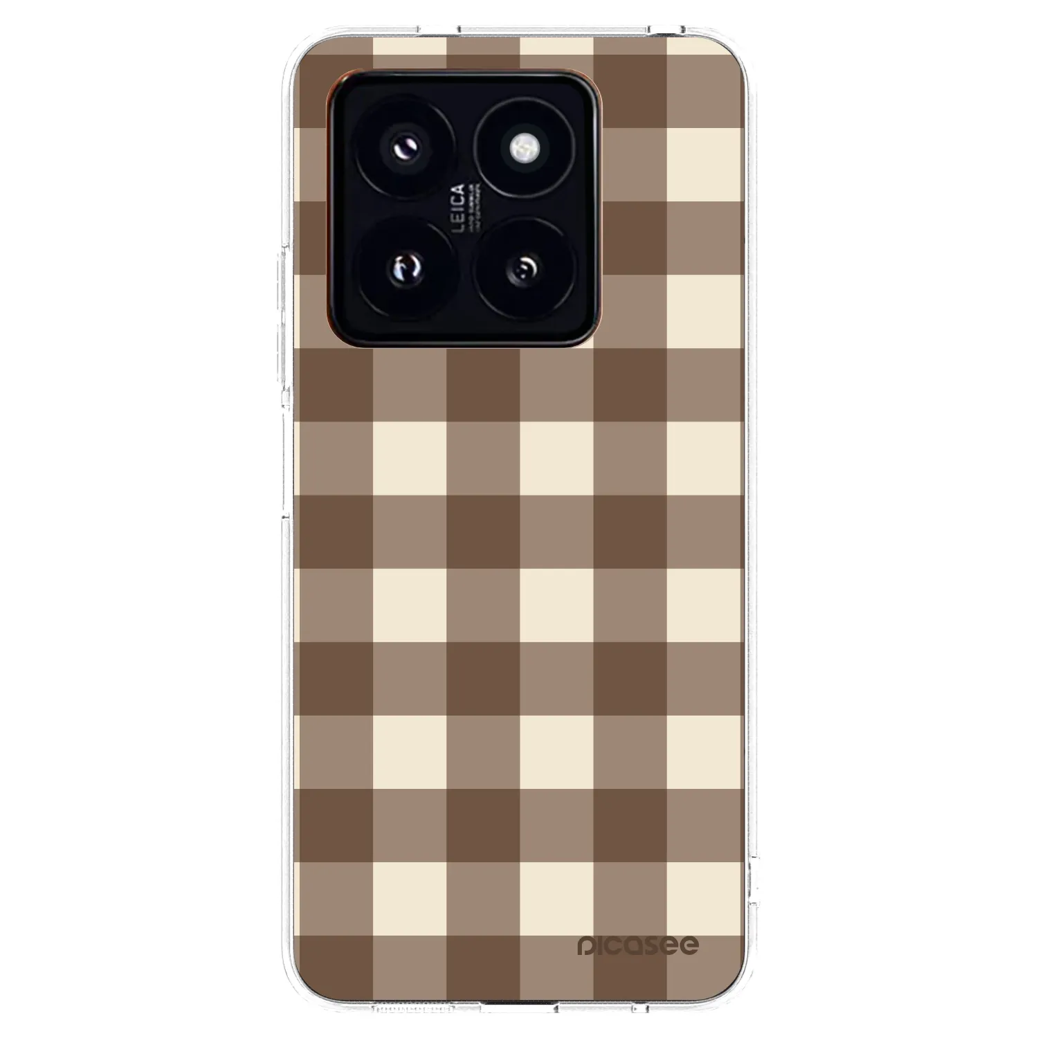 Picasee Xiaomi 14 Pro Hülle - Transparentes Silikon - Brown grid