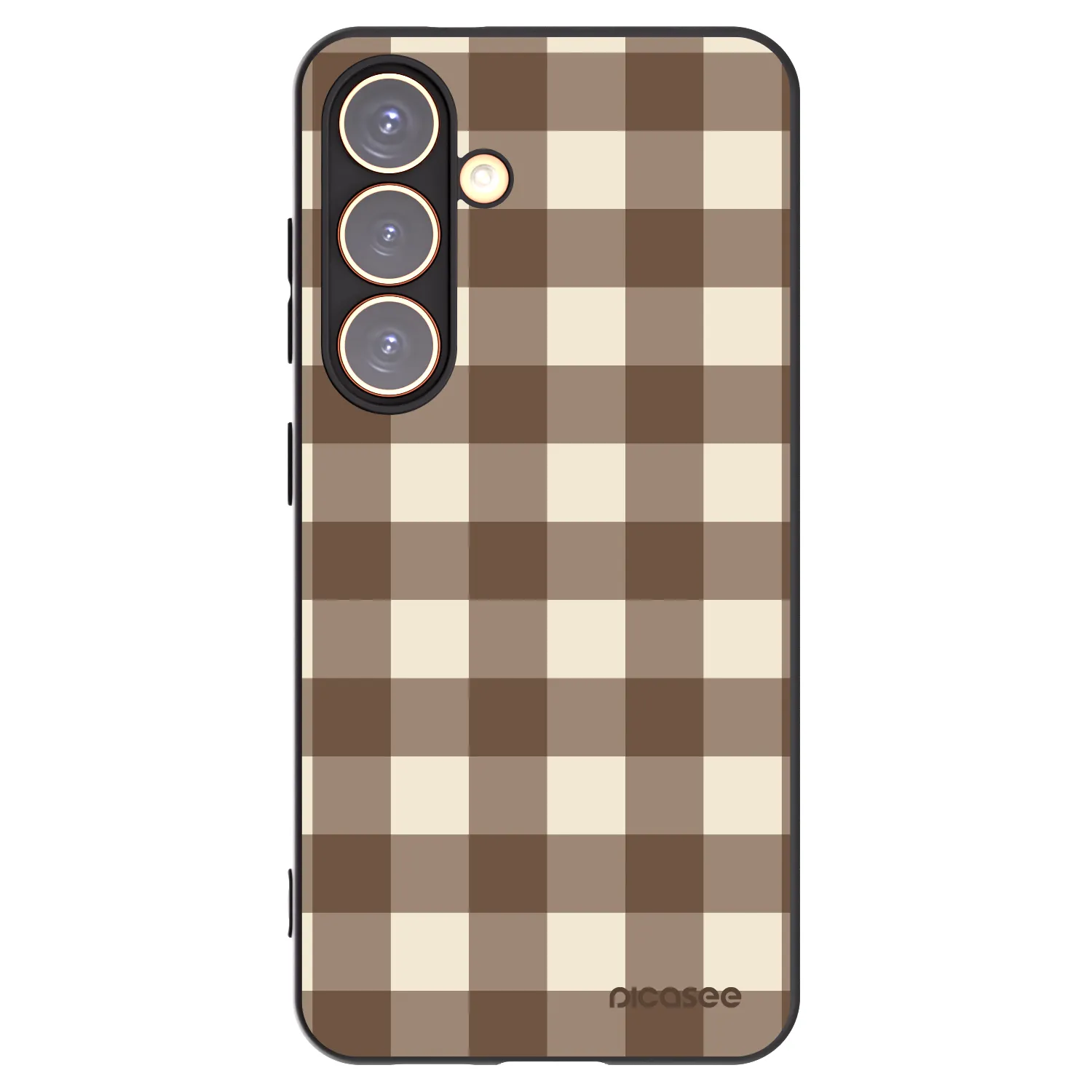 Picasee Samsung Galaxy S24 S921B 5G Hülle - Schwarzes Silikon - Brown grid
