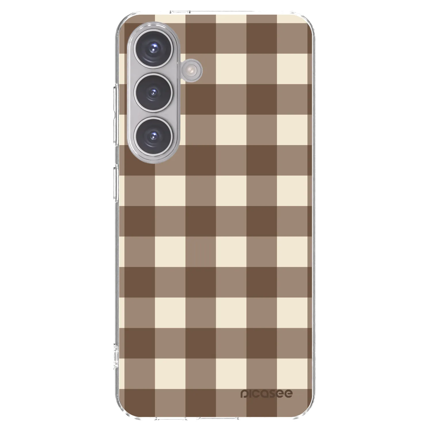 Picasee Samsung Galaxy S24 S921B 5G Hülle - Transparentes Silikon - Brown grid