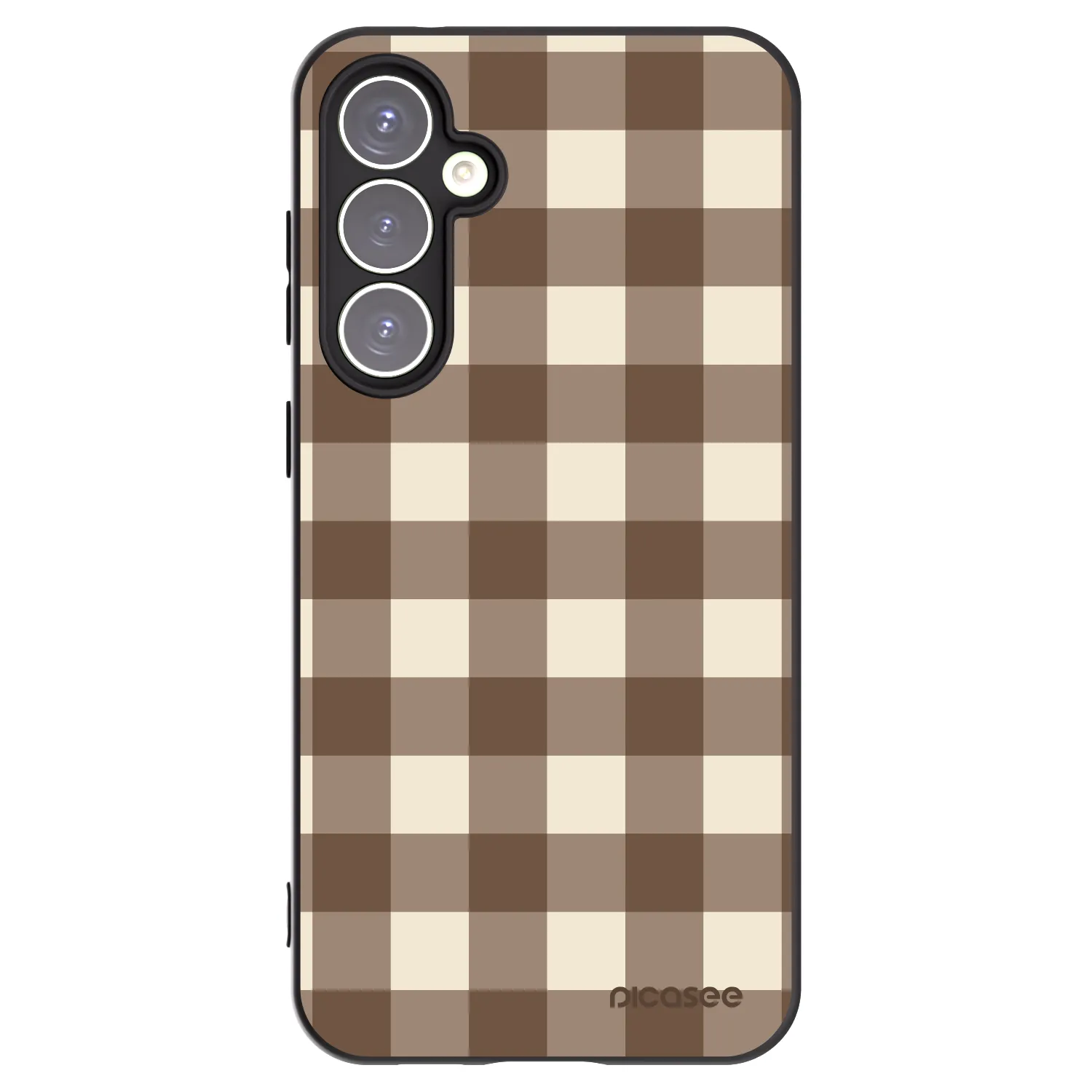 Picasee Samsung Galaxy S23 FE S711B Hülle - Schwarzes Silikon - Brown grid
