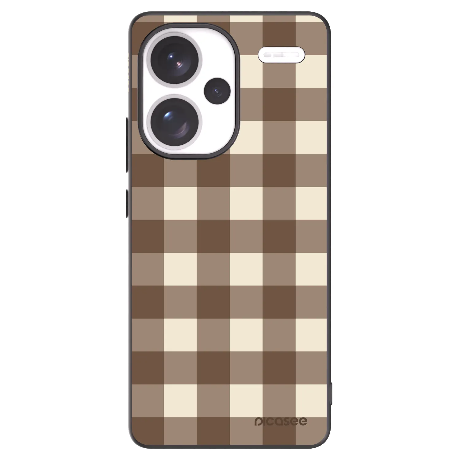 Picasee Xiaomi Redmi Note 13 Pro+ 5G Hülle - Schwarzes Silikon - Brown grid