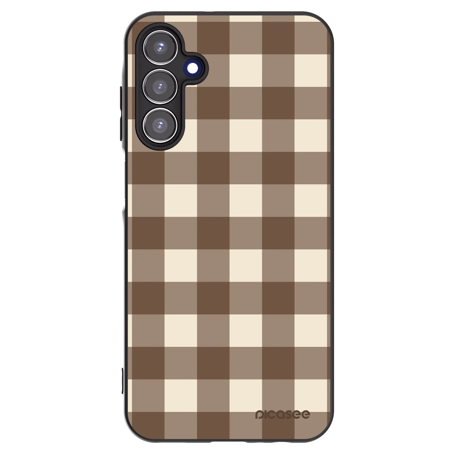 Picasee Samsung Galaxy A15 A156B 5G Hülle - Schwarzes Silikon - Brown grid