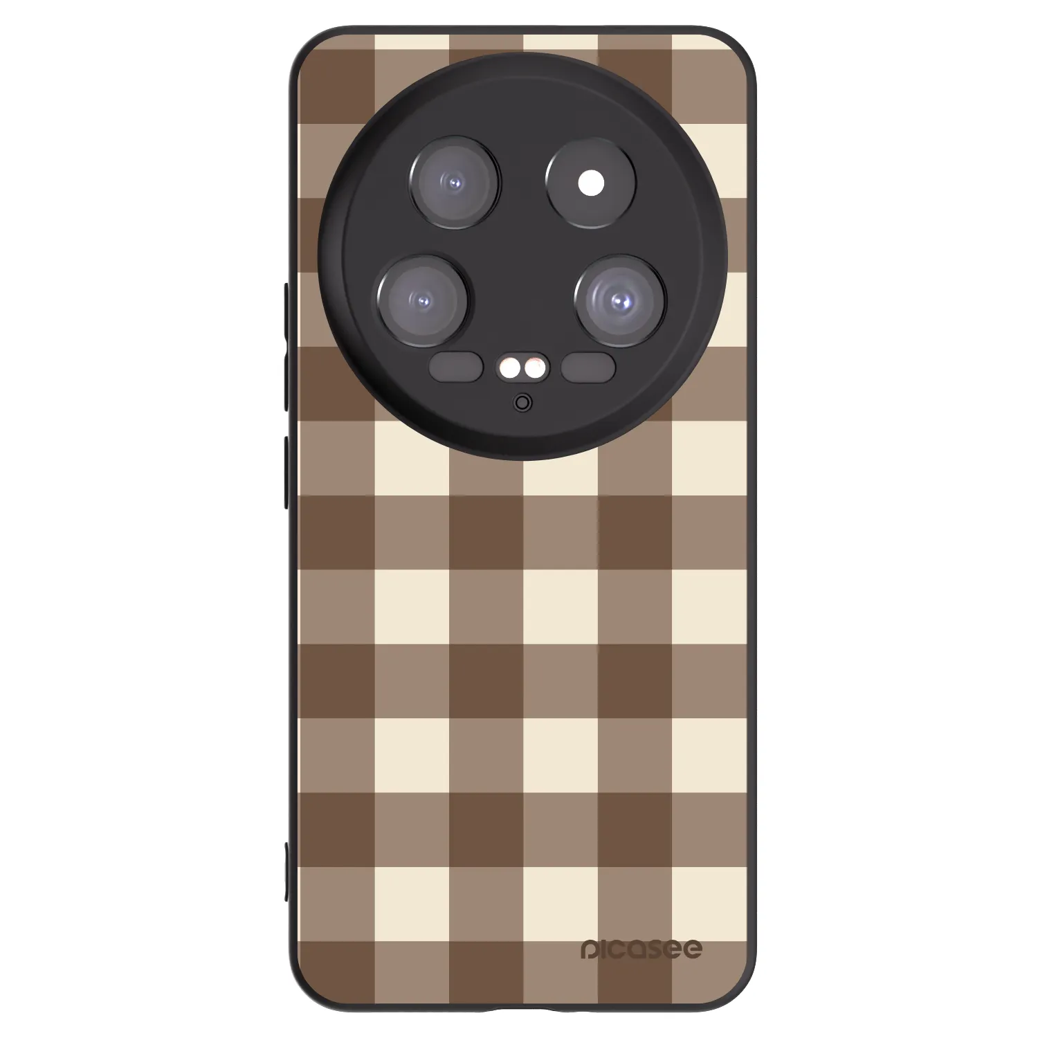 Picasee Xiaomi 14 Ultra Hülle - Schwarzes Silikon - Brown grid