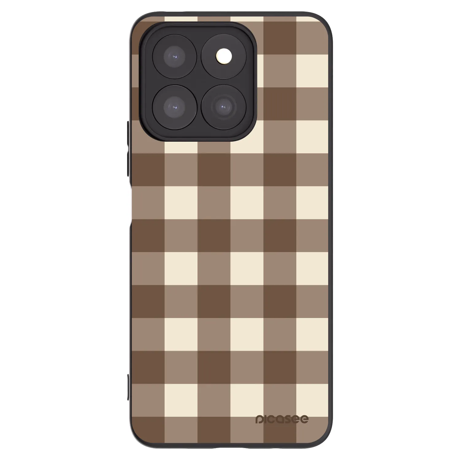Picasee Honor X8b Hülle - Schwarzes Silikon - Brown grid