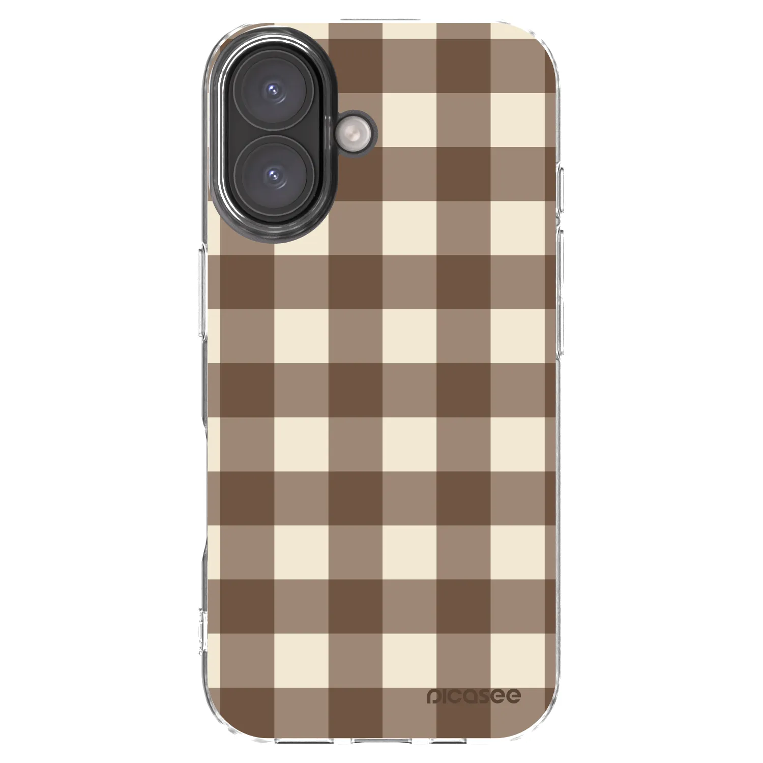 Picasee Apple iPhone 16 Hülle - Transparentes Silikon - Brown grid