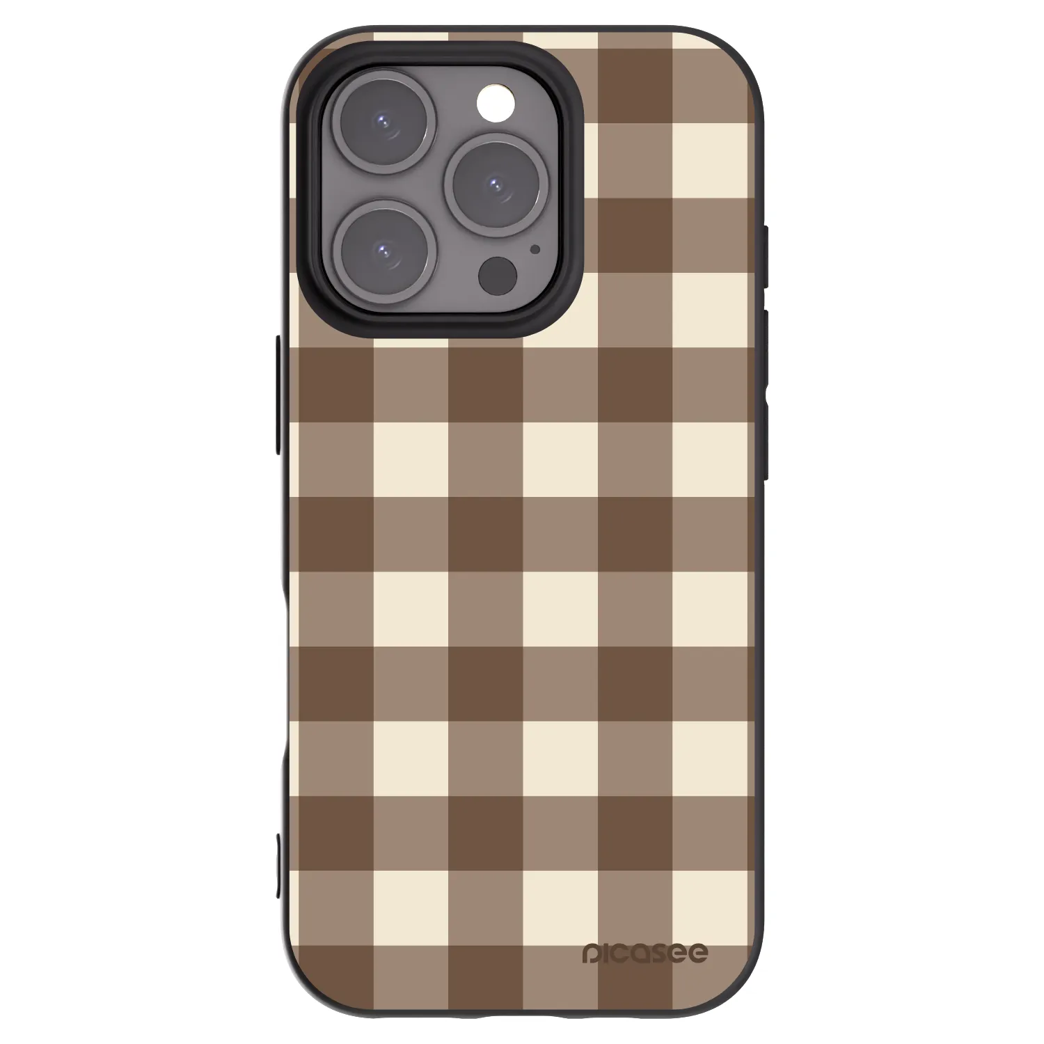 Picasee Apple iPhone 16 Pro Hülle - Schwarzes Silikon - Brown grid