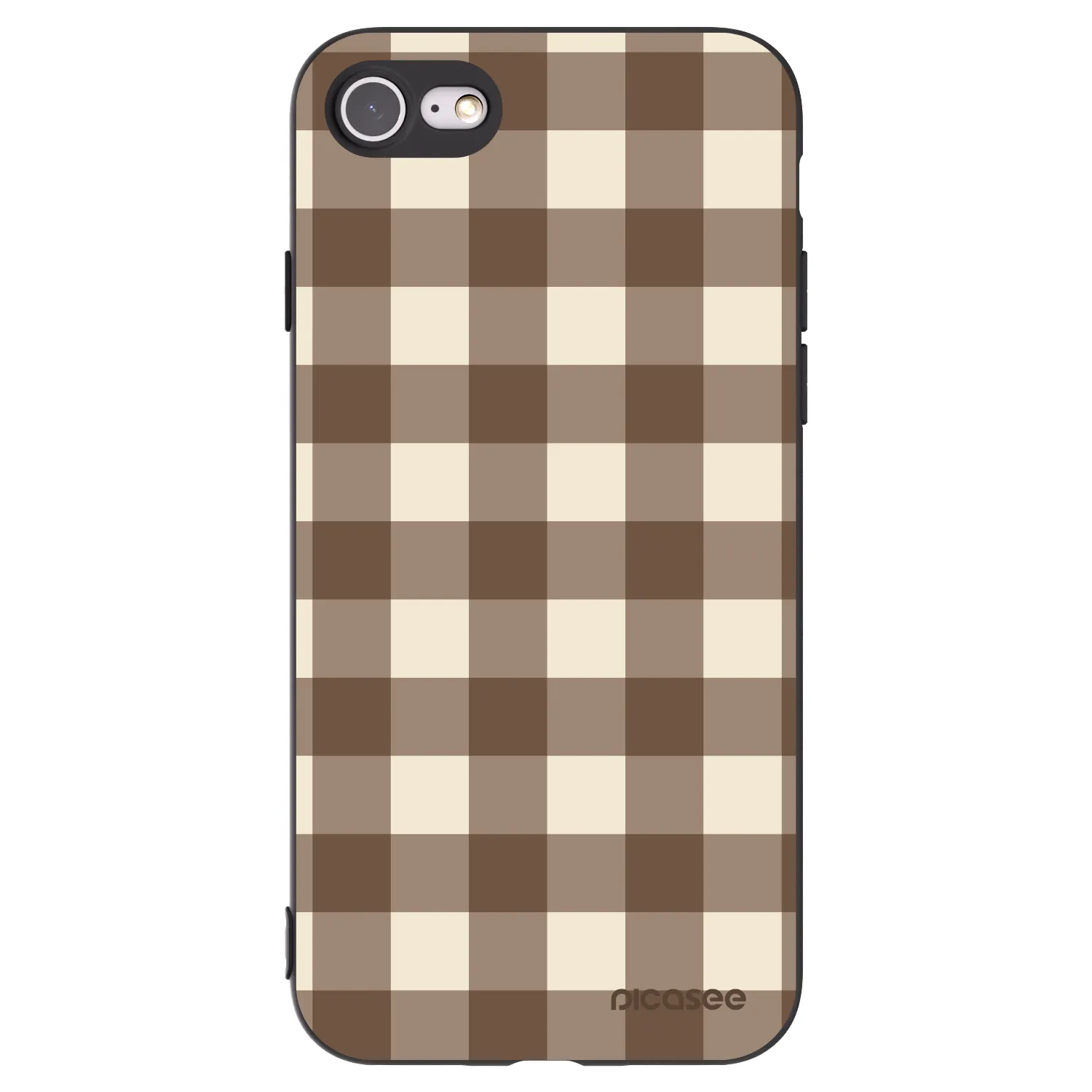 Picasee Apple iPhone 8 Hülle - Schwarzes Silikon - Brown grid