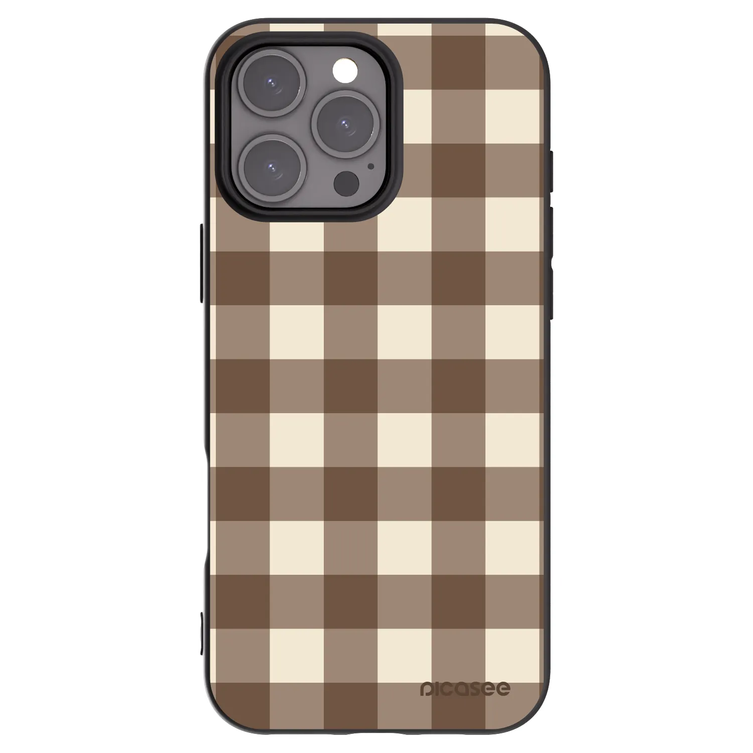 Picasee Apple iPhone 16 Pro Max Hülle - Schwarzes Silikon - Brown grid