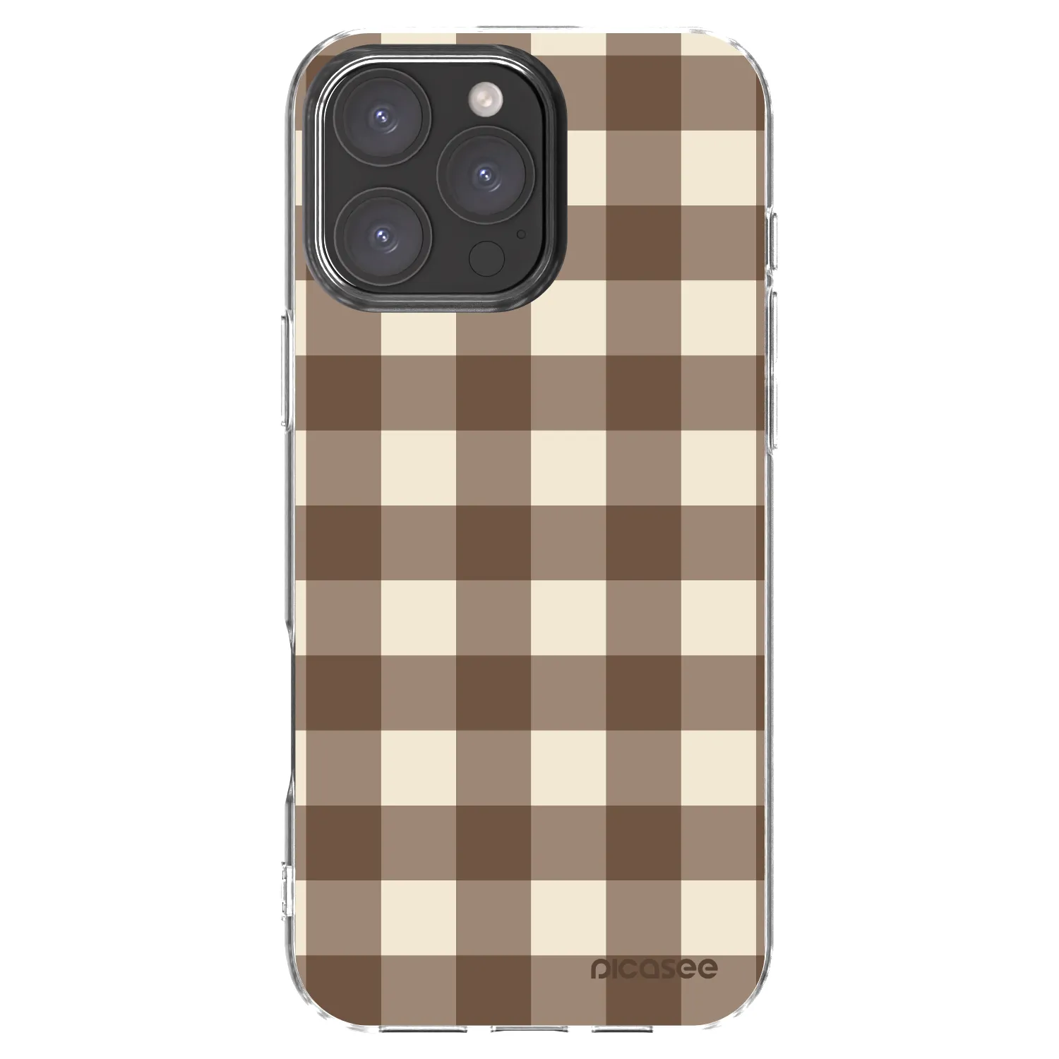 Picasee Apple iPhone 16 Pro Max Hülle - Transparentes Silikon - Brown grid