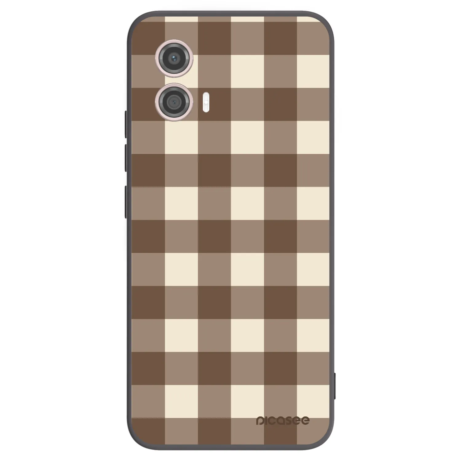 Picasee Motorola Moto G53 5G Hülle - Schwarzes Silikon - Brown grid