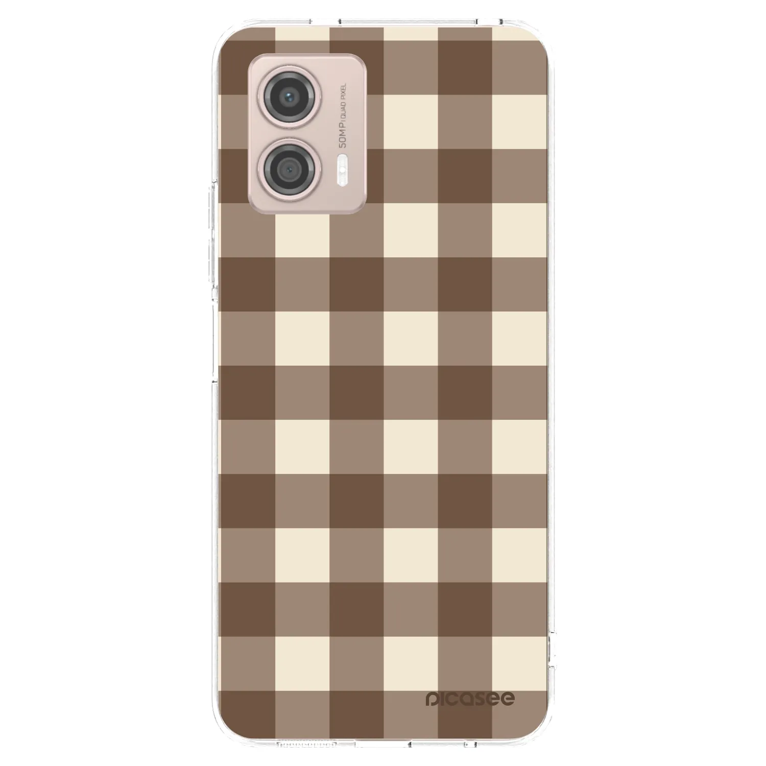 Picasee Motorola Moto G53 5G Hülle - Transparentes Silikon - Brown grid