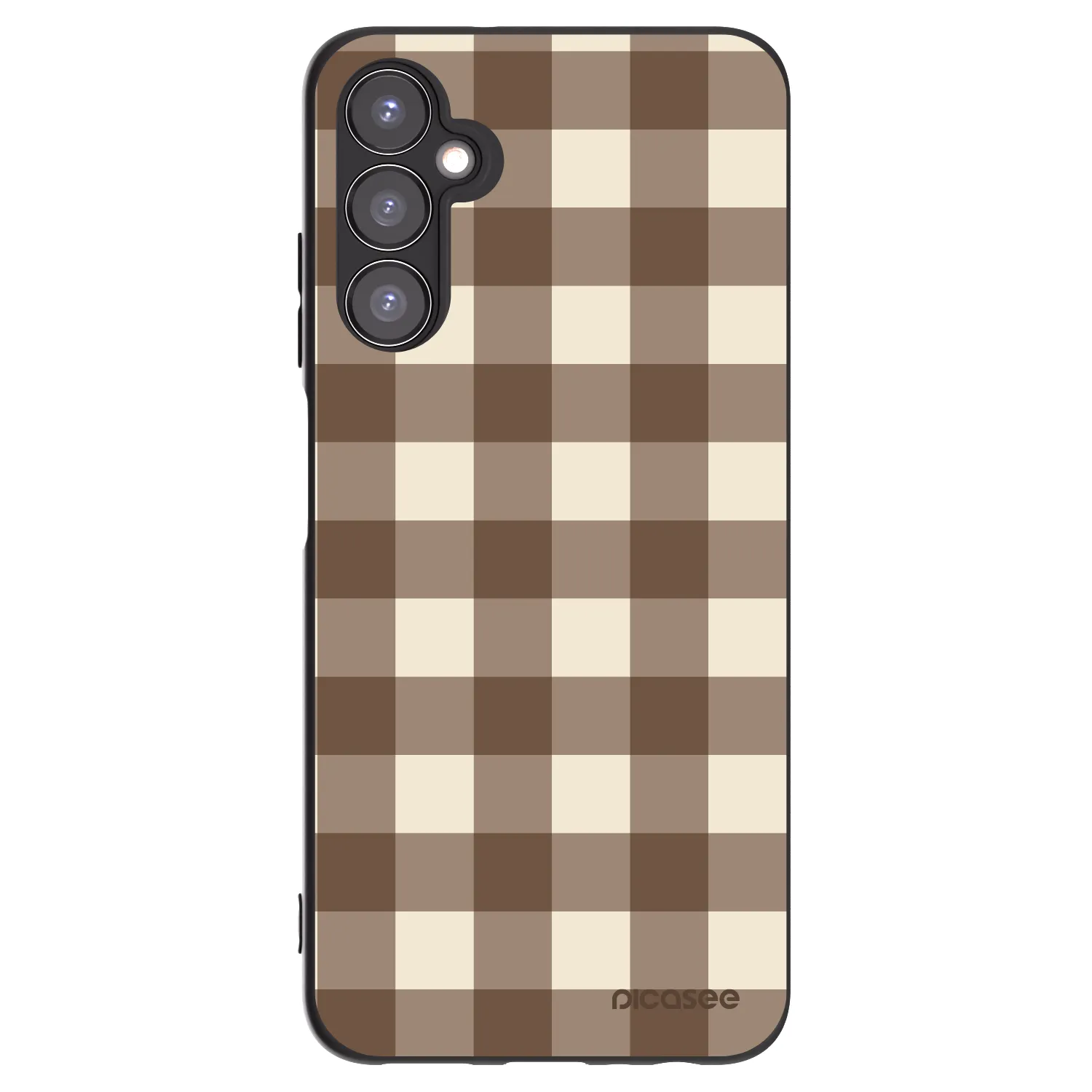 Picasee Samsung Galaxy A05s A057G Hülle - Schwarzes Silikon - Brown grid
