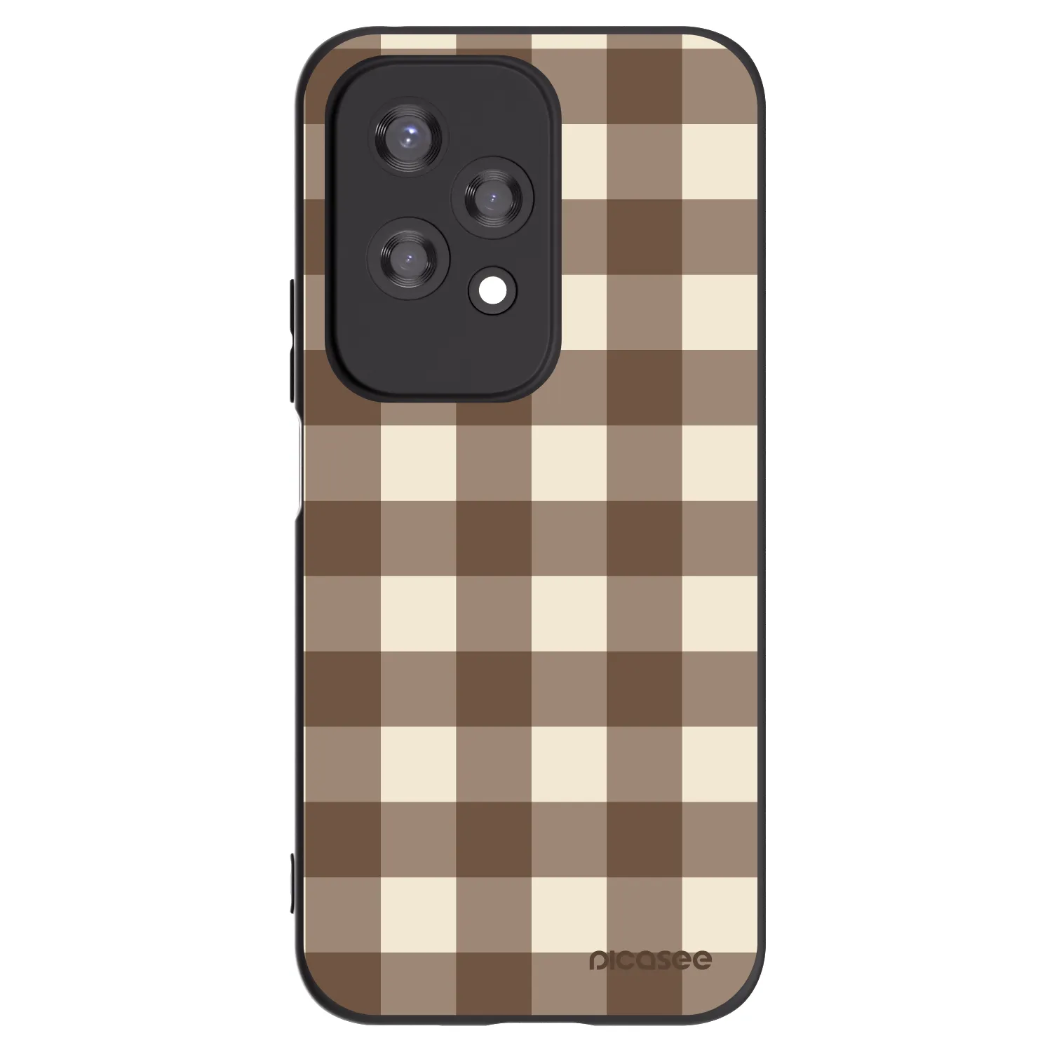 Picasee Honor 200 Lite Hülle - Schwarzes Silikon - Brown grid