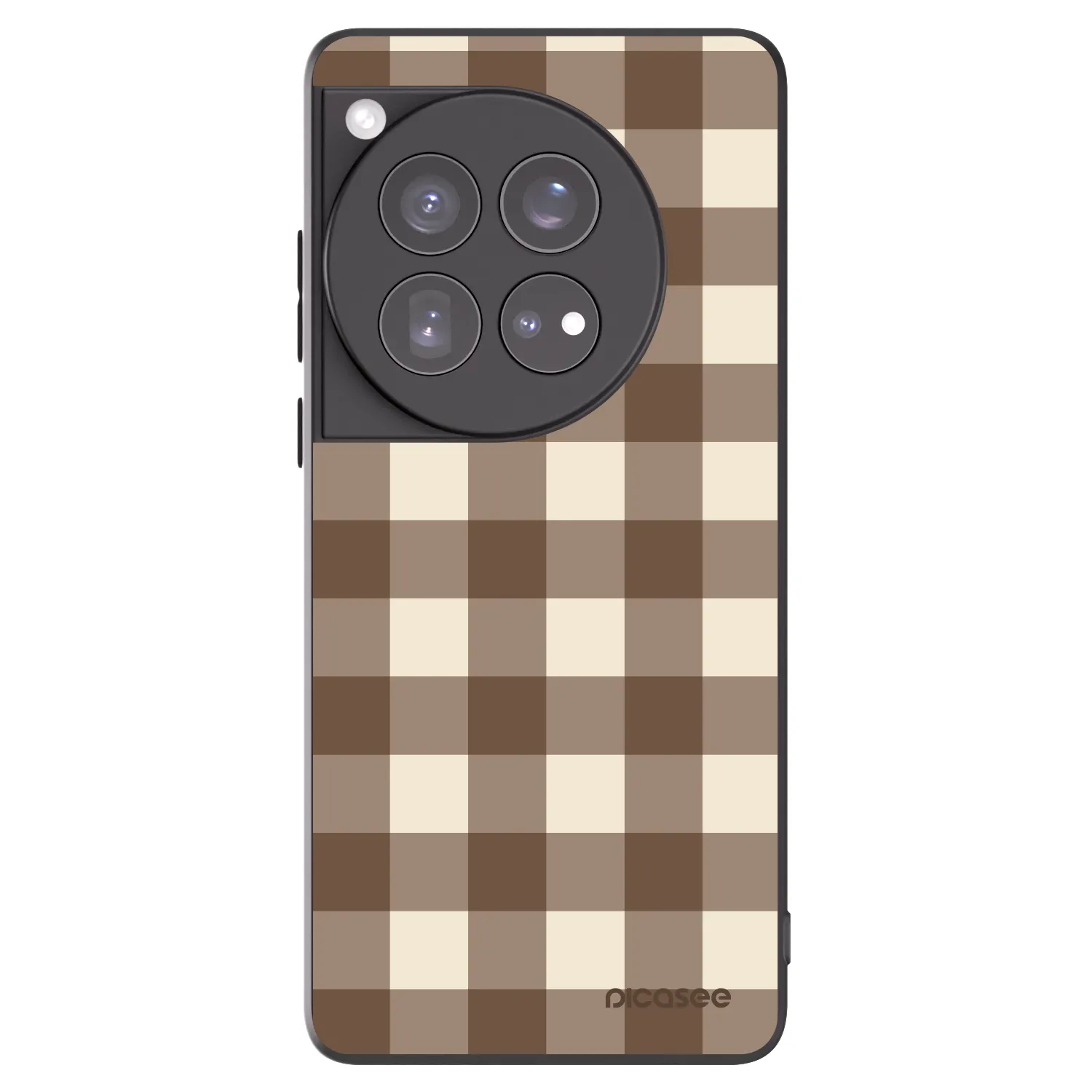 Picasee OnePlus 12 5G Hülle - Schwarzes Silikon - Brown grid