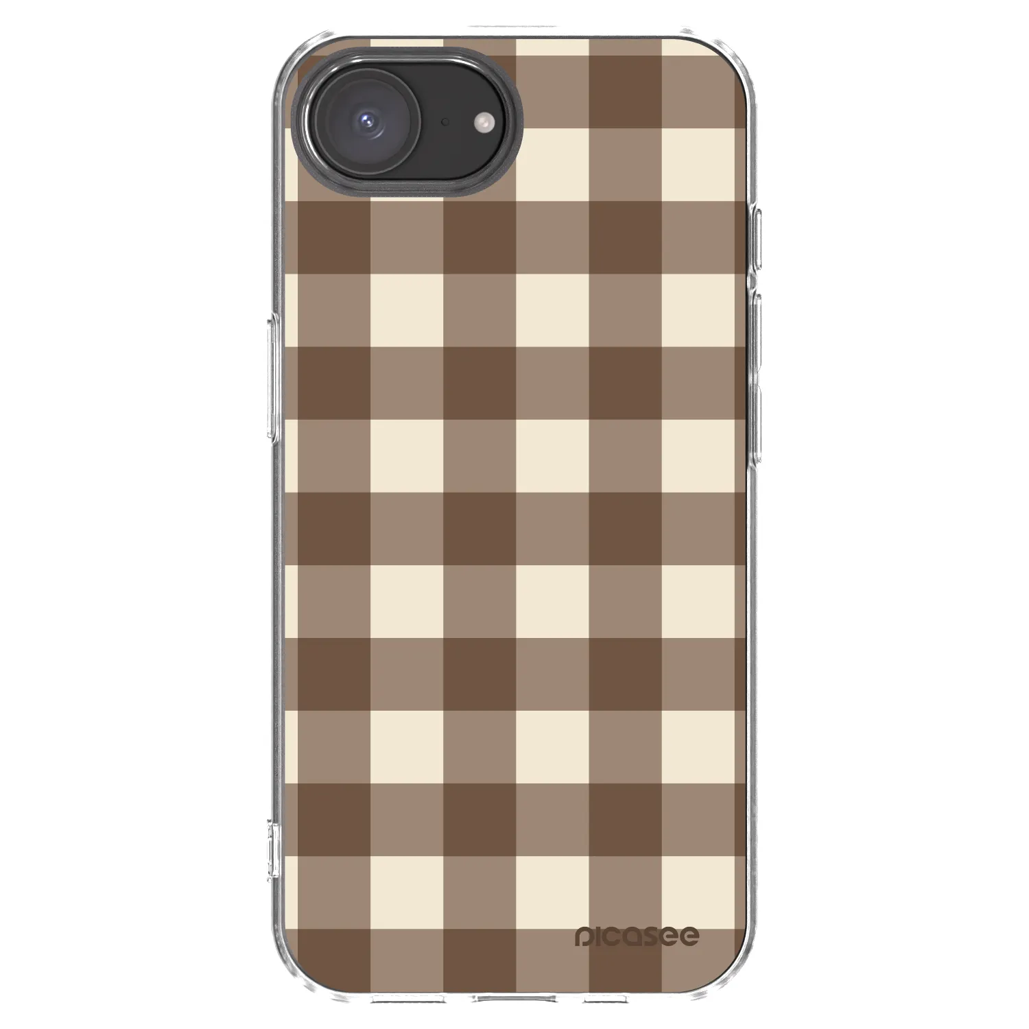 Picasee Apple iPhone 16e Hülle - Transparentes Silikon - Brown grid