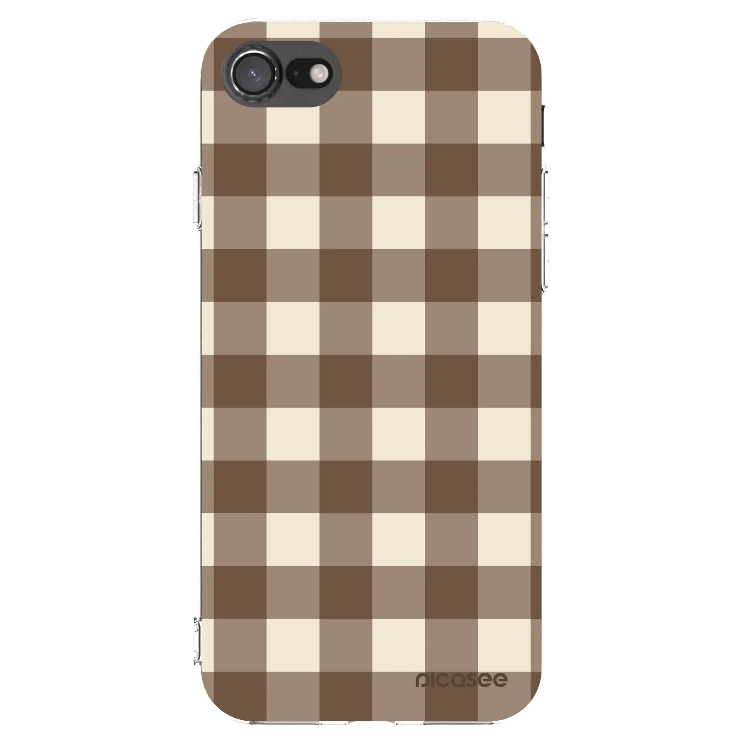 Picasee Apple iPhone 7 Hülle - Transparentes Silikon - Brown grid
