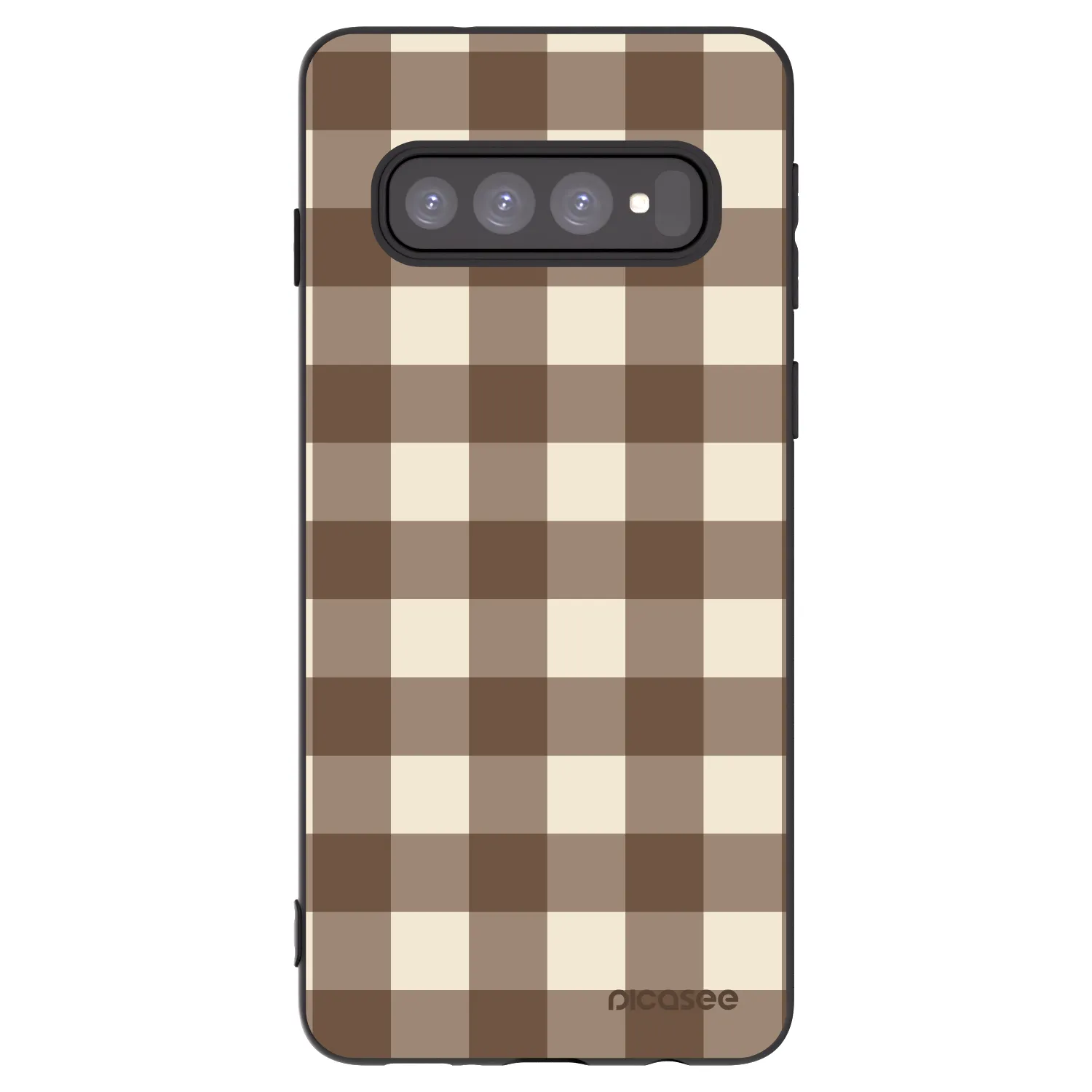 Picasee Samsung Galaxy S10 G973 Hülle - Schwarzes Silikon - Brown grid