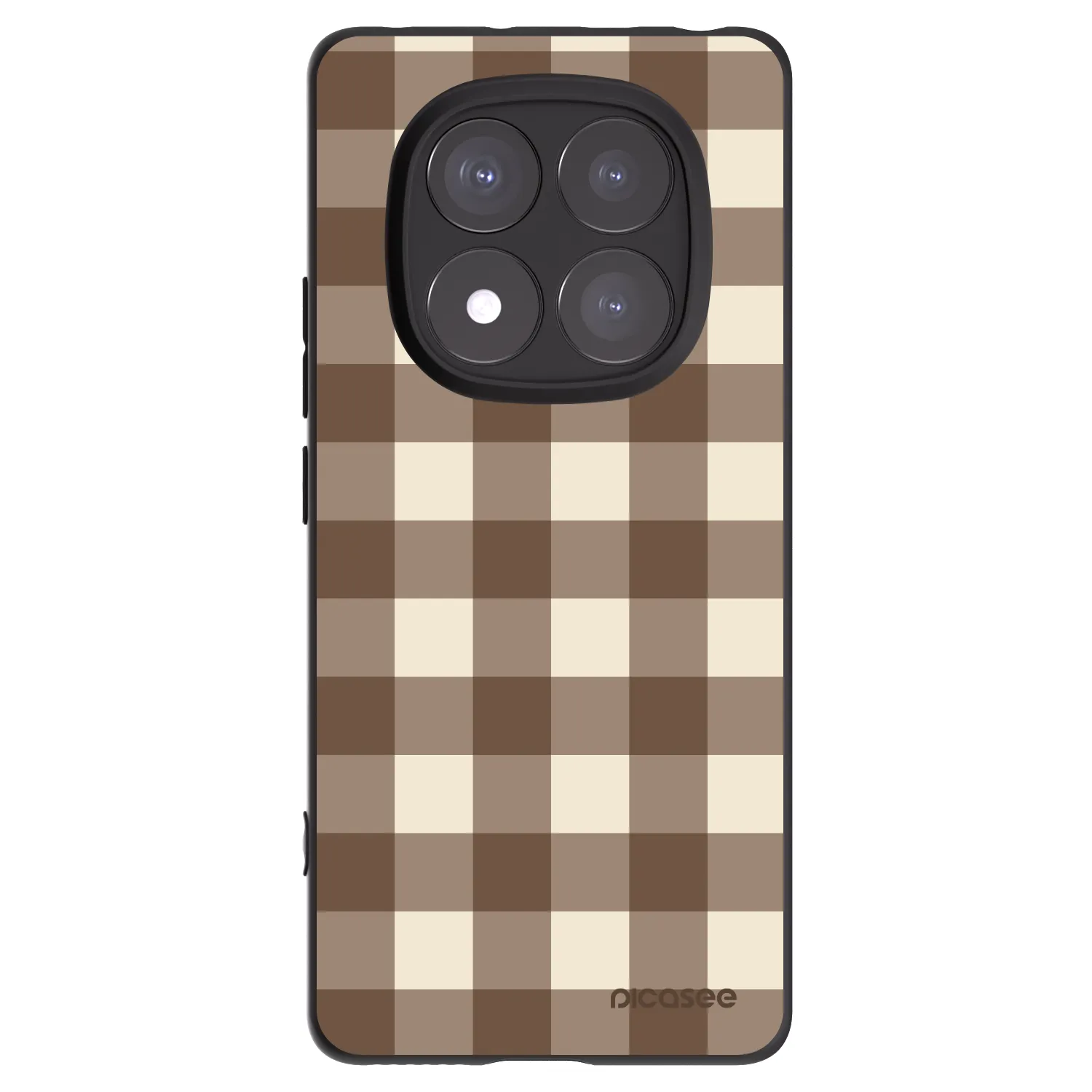 Picasee Xiaomi Redmi Note 14 Pro+ 5G Hülle - Schwarzes Silikon - Brown grid