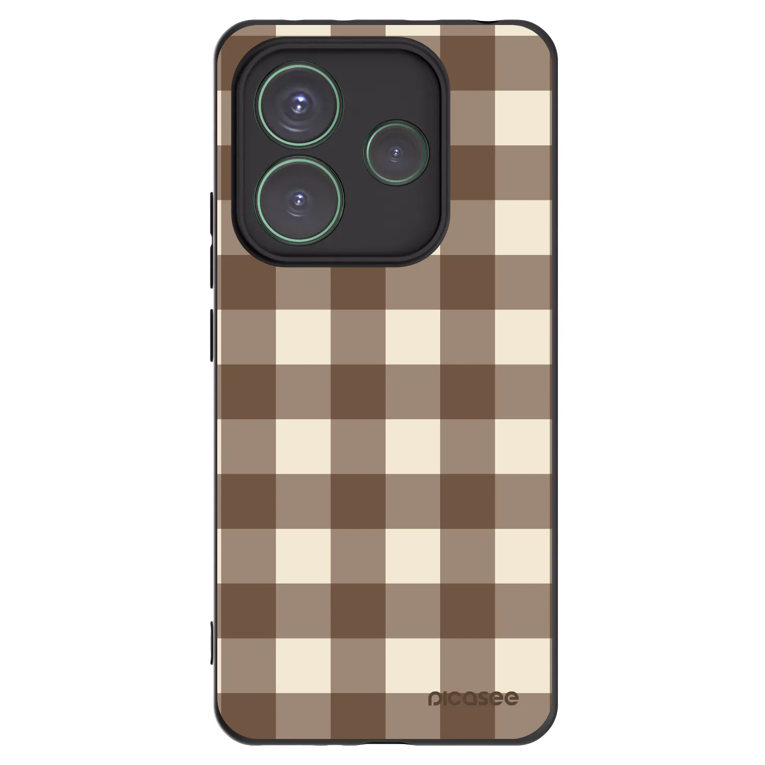 Picasee Xiaomi Redmi Note 14 5G Hülle - Schwarzes Silikon - Brown grid