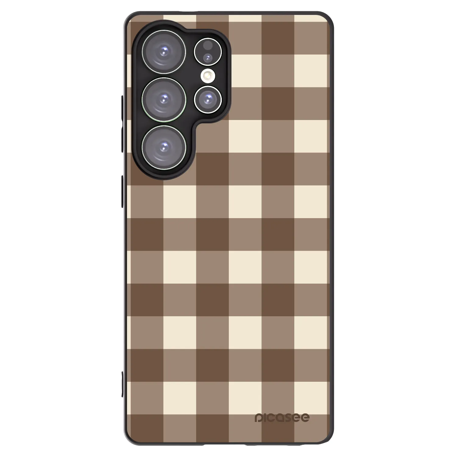 Picasee Samsung Galaxy S25 Ultra 5G Hülle - Schwarzes Silikon - Brown grid