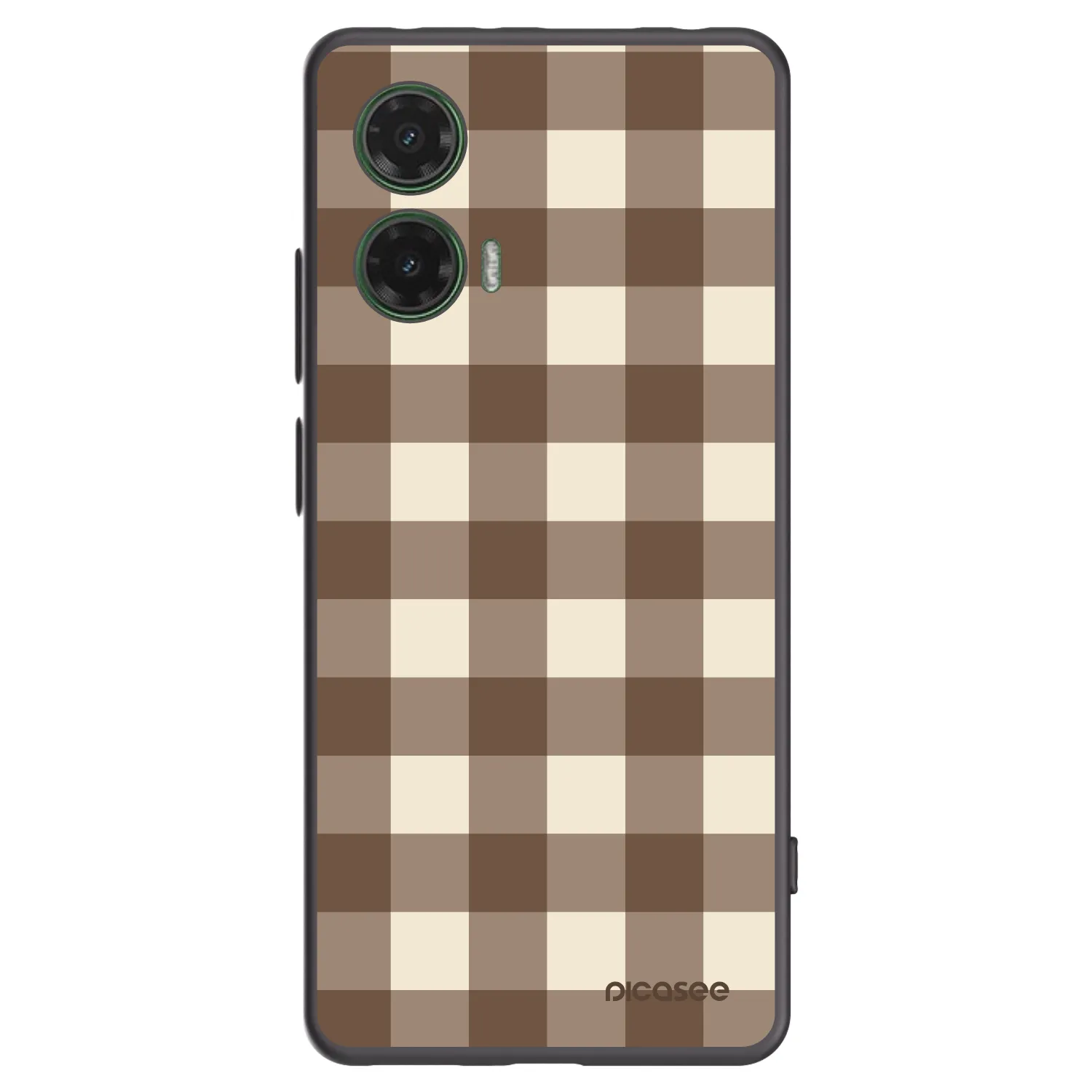 Picasee Motorola Moto G35 5G Hülle - Schwarzes Silikon - Brown grid