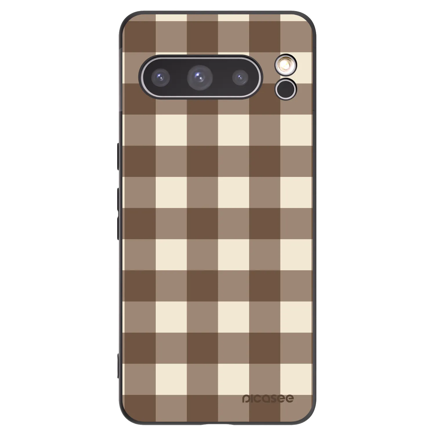 Picasee Google Pixel 8 Pro Hülle - Schwarzes Silikon - Brown grid
