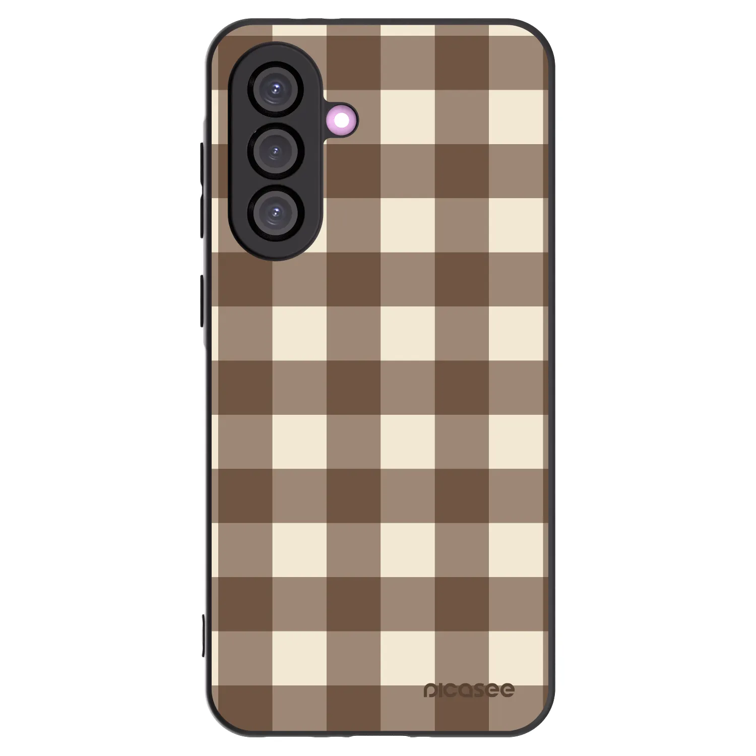 Picasee Samsung Galaxy A56 5G A566B Hülle - Schwarzes Silikon - Brown grid