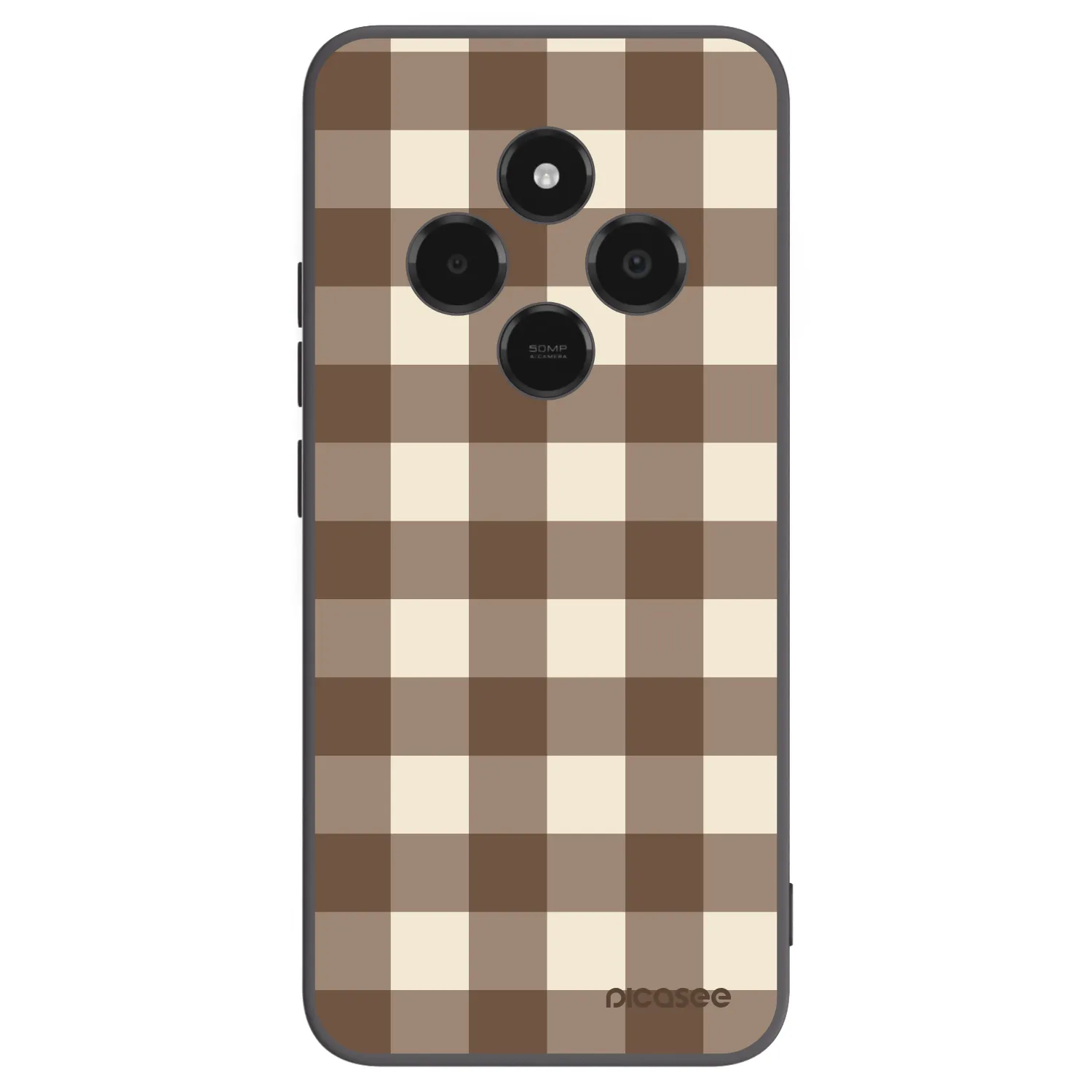 Picasee Xiaomi Poco C75 Hülle - Schwarzes Silikon - Brown grid