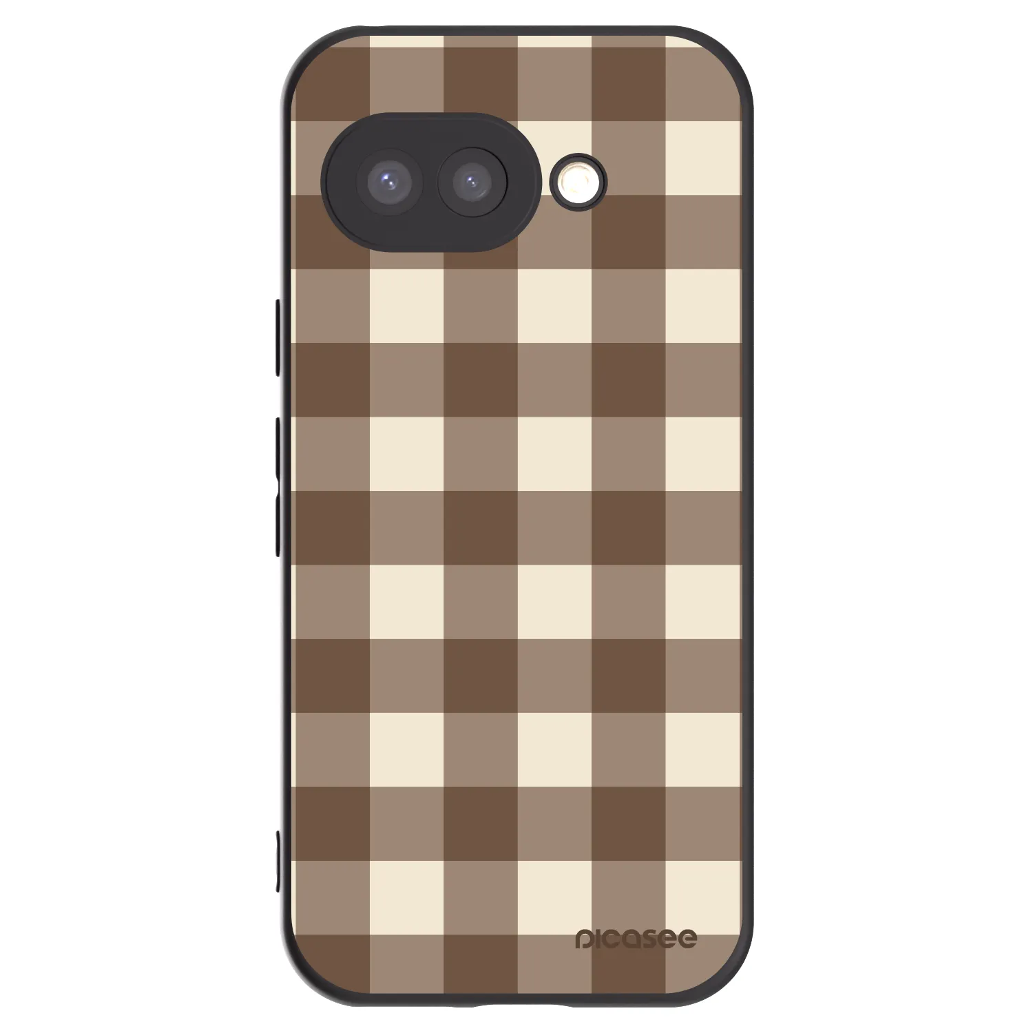 Picasee Google Pixel 9a Hülle - Schwarzes Silikon - Brown grid