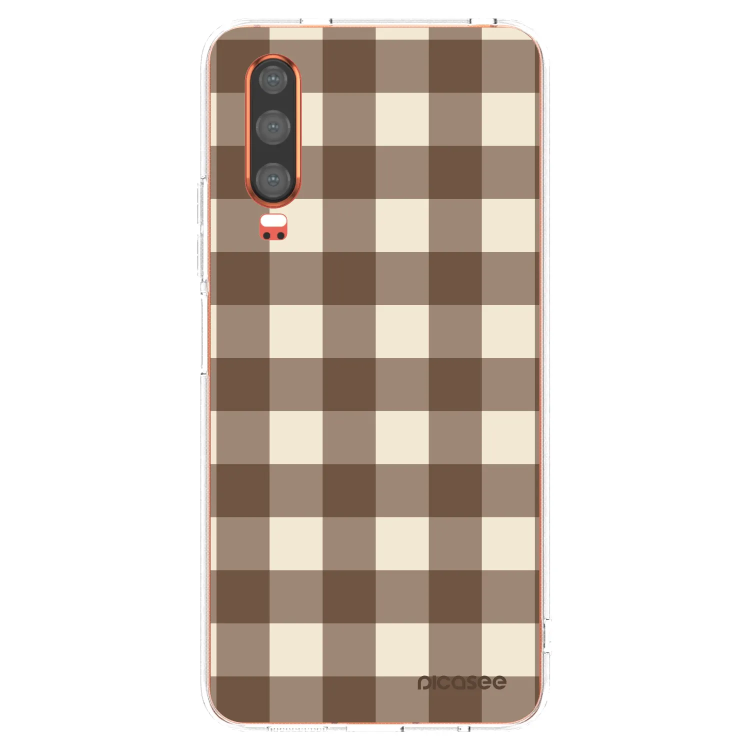 Picasee Huawei P30 Hülle - Transparentes Silikon - Brown grid